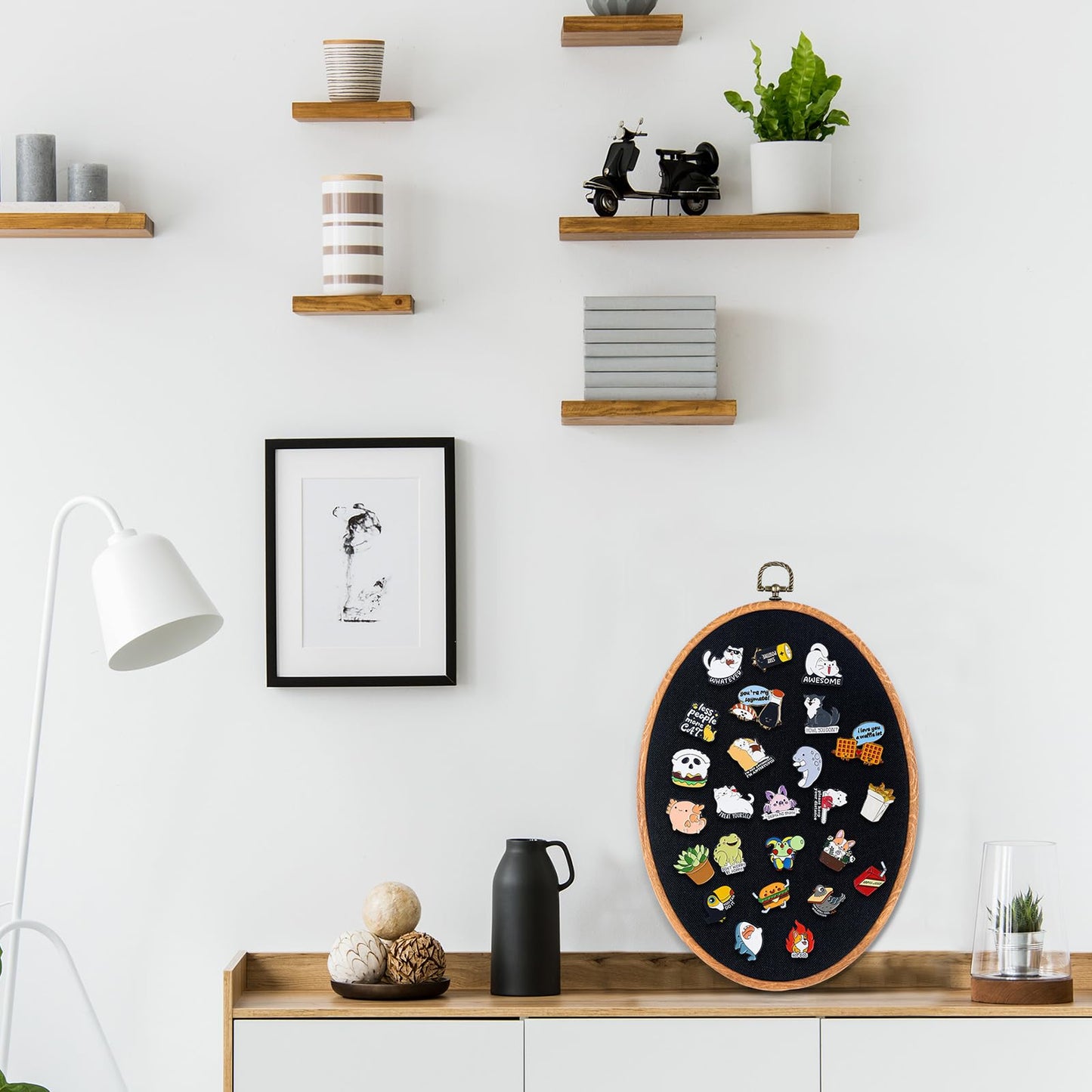Yalikop Pin Display Board Fabric Enamel Pin Boards Wall Hanging Brooch Earrings Necklace Jewelry Holder Organizer Display Storage Back to School Gift for Home Summer Holiday(Black,11.4" X 8.6",2)