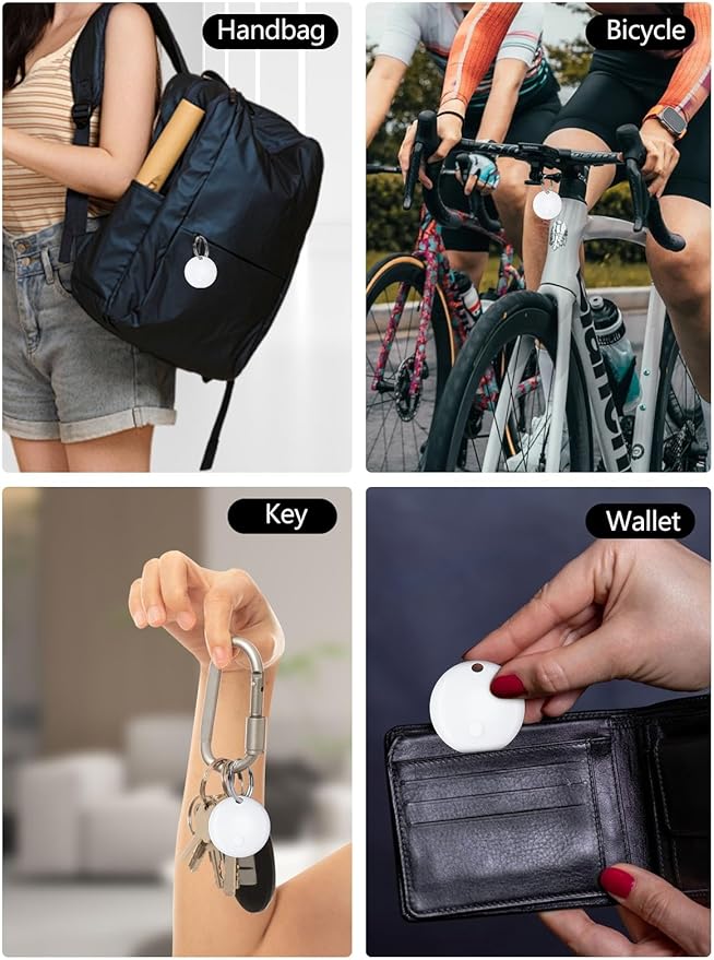 Tracker Tags, Item Finder Work with Apple Find My (iOS Only), Tracking Device Locator Smart Tag for Luggage, Keys, Wallet, Bike, Bags (White, 1 Pack)