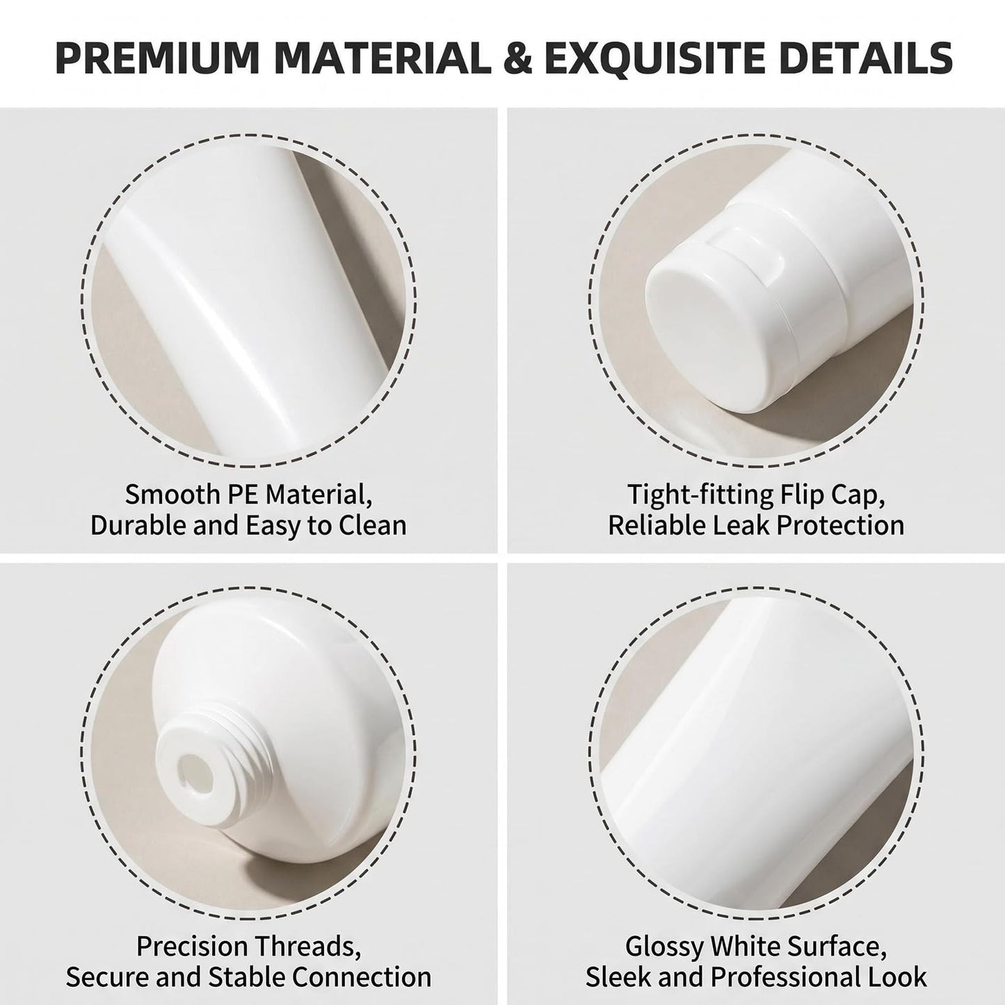 erioctry 20PCS 100ml/3.4oz Plastic White Empty Refill Cosmetic Packing Bottle Jars with Flip Cover Makeup Water Cleanser Shower Gel Emulsion Lotion Liquid Sample Storage Container