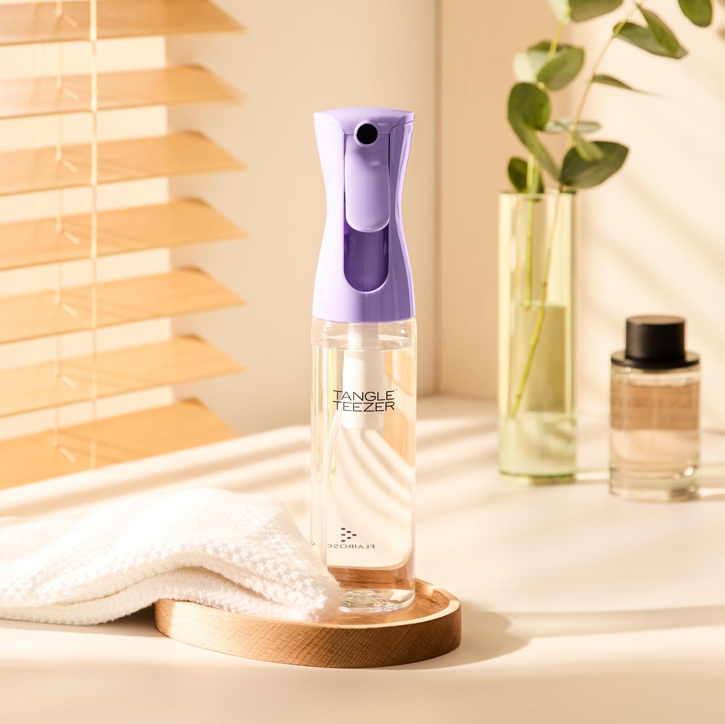 TANGLE TEEZER Fine Mist Continuous Spray Bottle, Reusable and Refillable, for Hair Detangling and Styling, 10.1 oz, Lilac