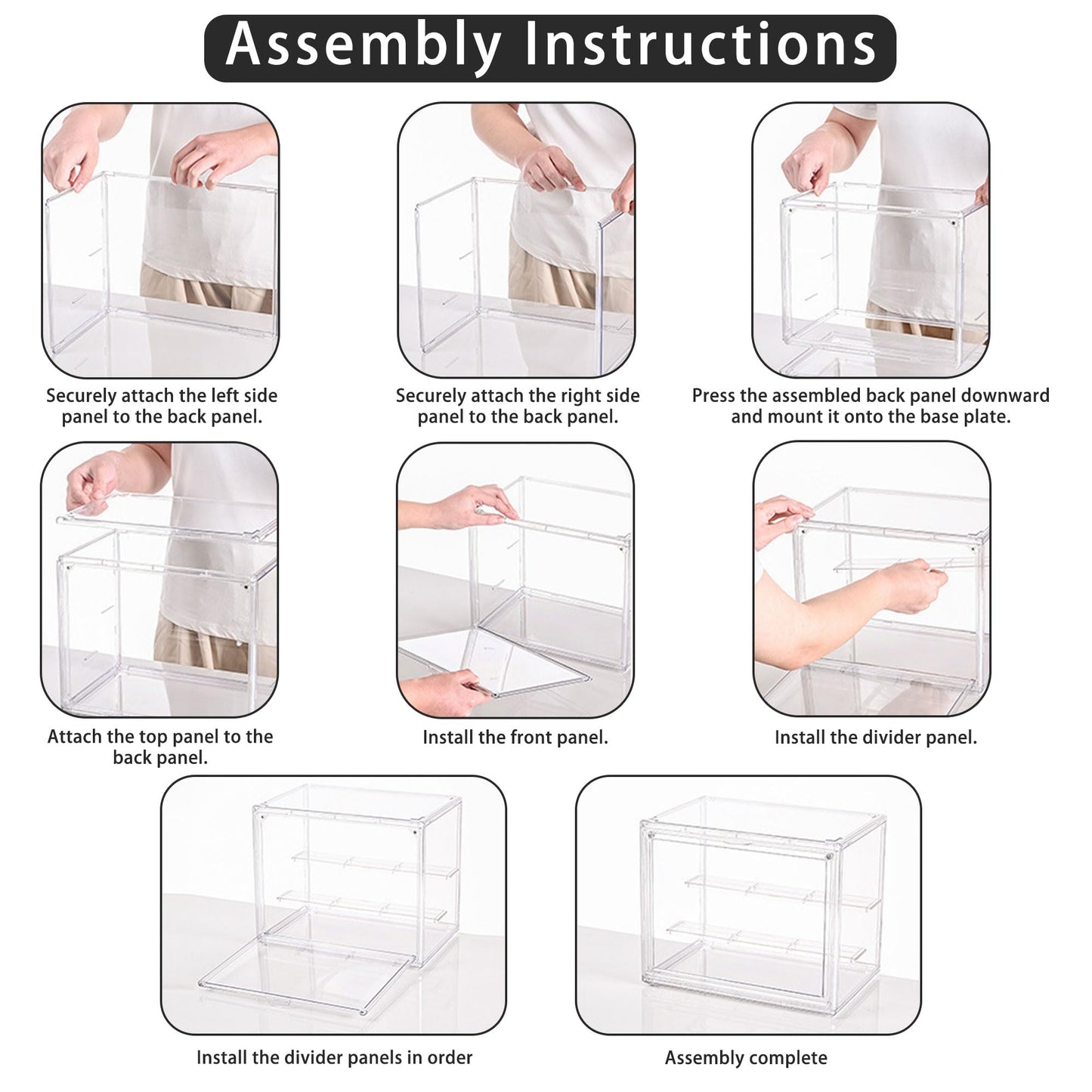 Clear Acrylic Display Case for Figures, 3 Layer Adjustable Acrylic Boxes for Display, Stackable Display Boxes for Collectibles, Action Figure Display Case for Shoe, Bread, Cosmetic, Handbag, 2 Pack