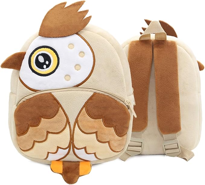 Zoo Toddler Kids Backpacks Cute Plush Little Girls Boys Animal Backpacks(Owl Brown)