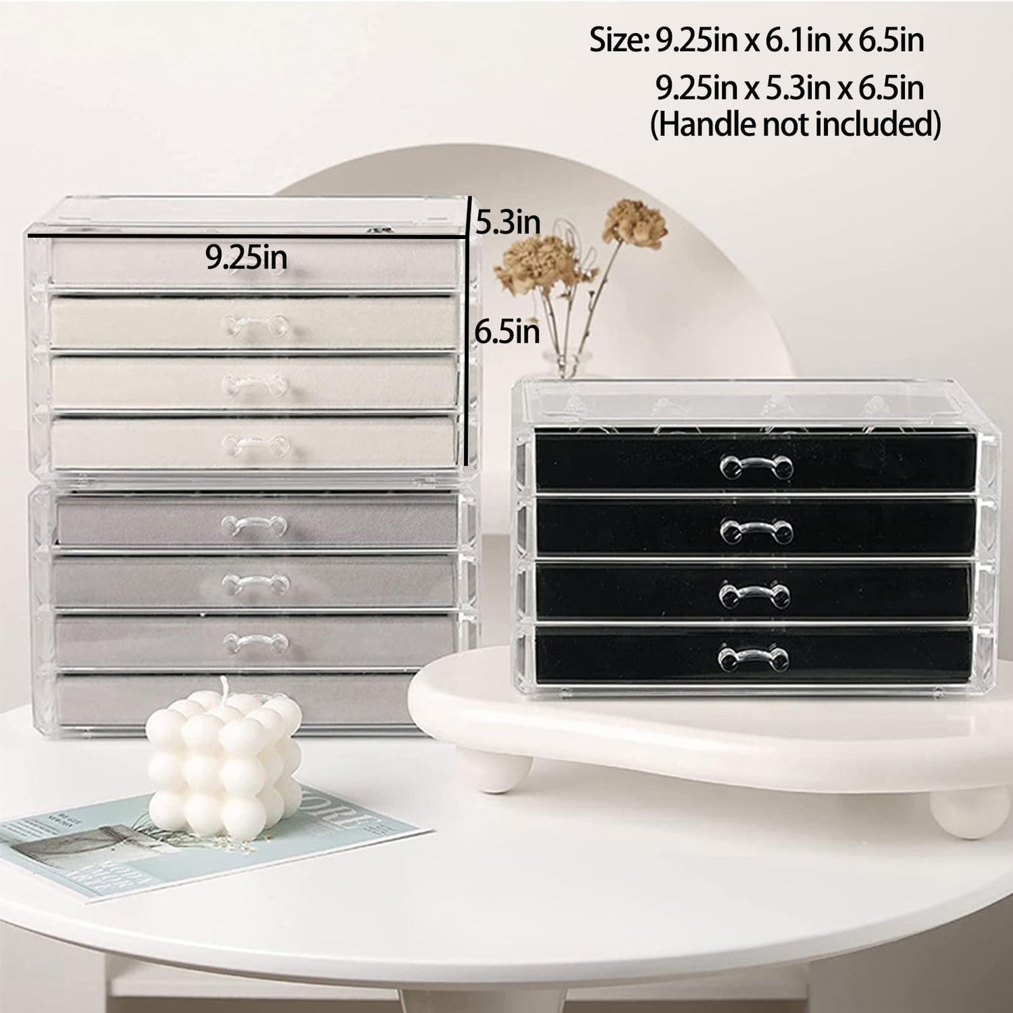 SPAKOWN Earring Organizer, Acrylic Jewelry Box with 5 Drawers, Clear Velvet Earring Storage Display Case with 90 Compartments for Women Girls (Beige)