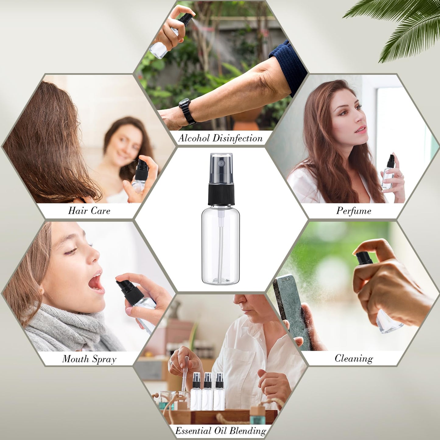 Maxcheck 100 Pcs Mini Clear Spray Bottles 1 oz Plastic Empty Travel Bottle Fine Mist Small Spray Containers with 5 Pcs Funnels Refillable Liquid Travel Container for Perfume Skin Toner (Black)