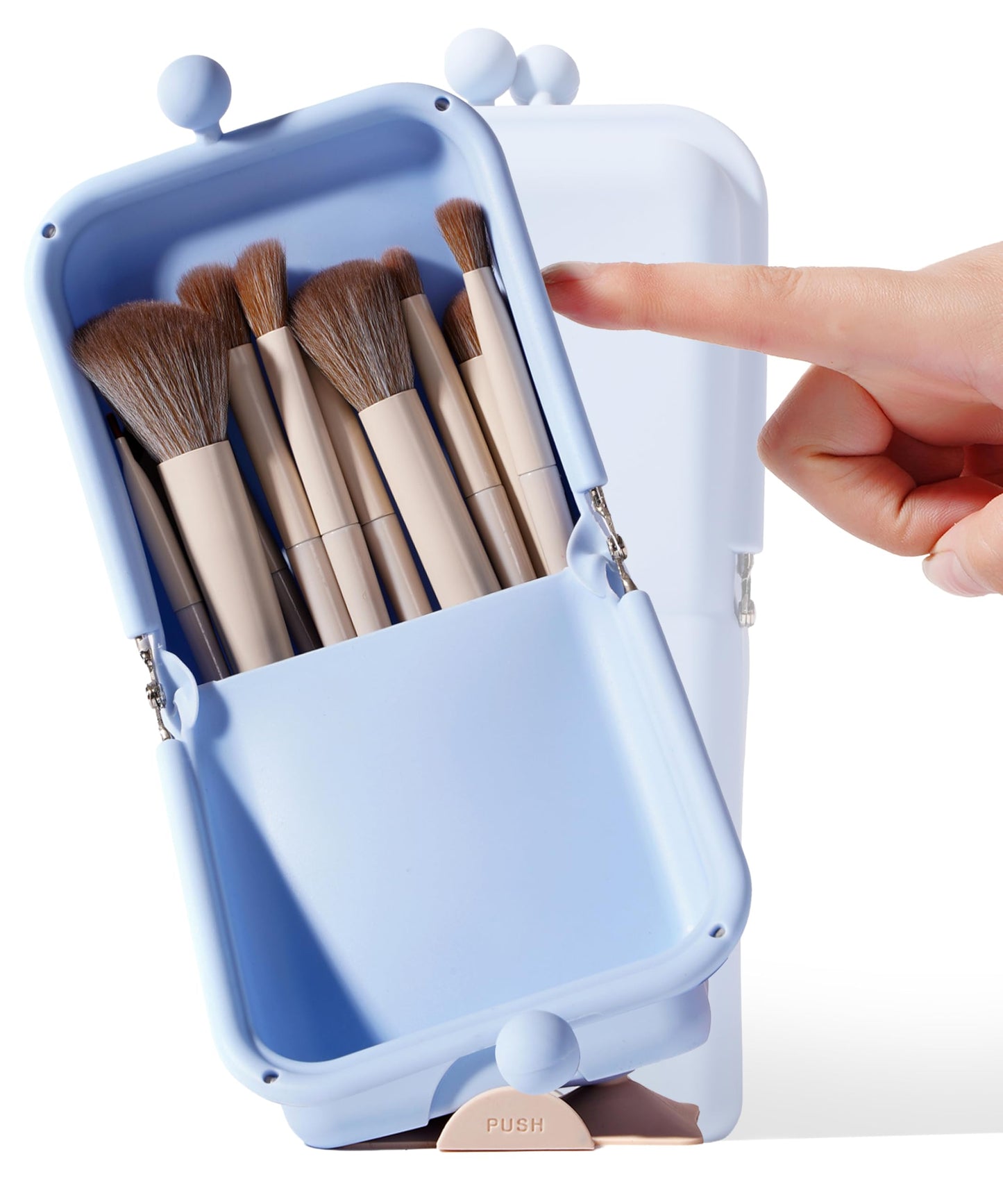 APT 1101 Makeup Brush Holder Travel Cosmetic Bag with Suction Base, Portable Cosmetic Organizer for Travel & Home, Organizer for Brushes, Beauty Tools & Accessories (Cloud Blue)