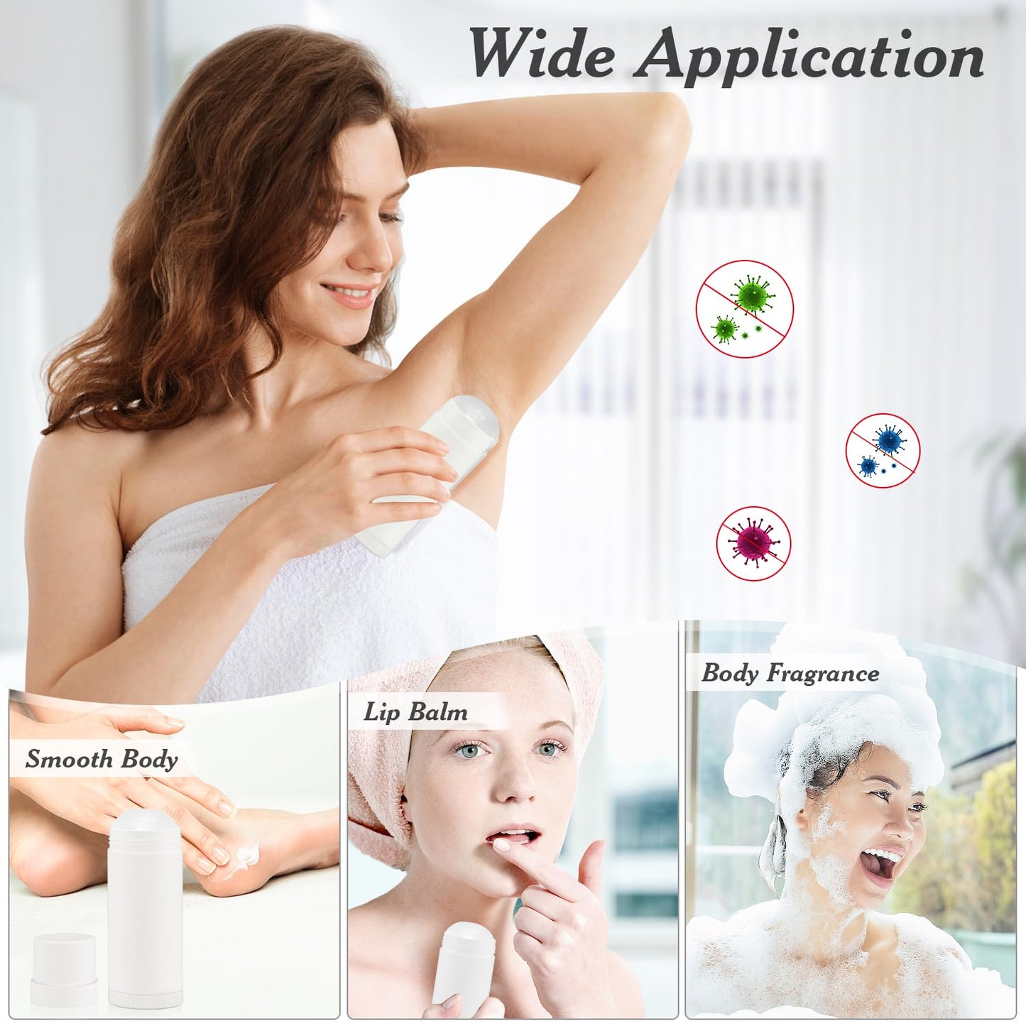 Mirrline 60ml/2oz White Deodorant Containers Plastic Twist Up Filling Bottle Refillable Deodorant Holder Stick for Crayon Lip Balm Chapstick Sunscreen Lotion Bar - 12 Pack