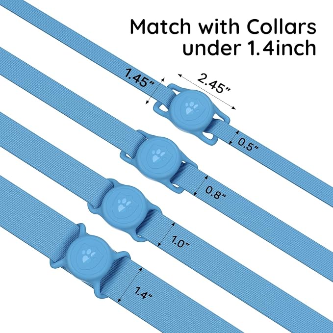 for AirTag Dog Collar Holder, Dog Air Tag Holder, IP68-Waterproof | Lightweight Silicone | Anti-Lost | Ultra-Durable | Compatible with Apple AirTags (Bule)