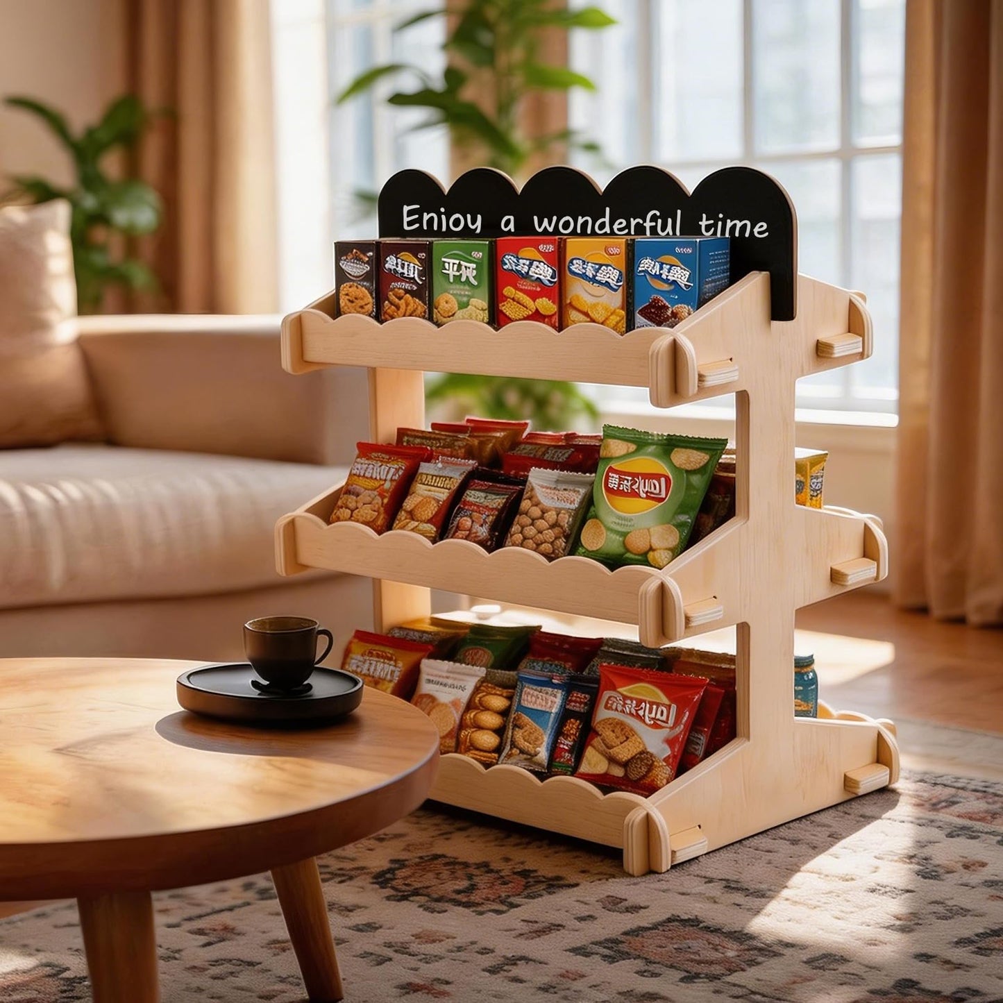 Idcymoul Cookie Display Stand, 3 Tiered Sturdy Wooden Stand with Chalkboard Sign for Bakers, Vendor Booths, Craft Fairs & Farmers Markets, 6.5inch Interval Display for Cookies, Cupcakes & Pastries