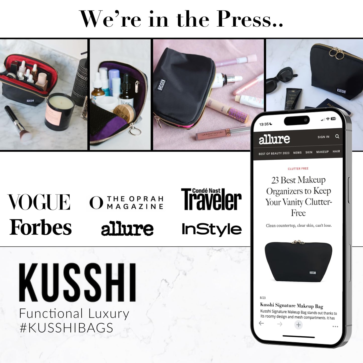 KUSSHI Neoprene Zipper Makeup Brush Pouch and Travel Pencil Case for Beauty Tools, Pencils, Brushes & Small Accessories - Makeup Brush Bag Pouch for Organization and Travel Items