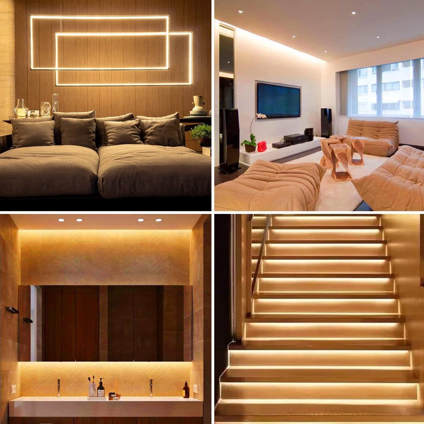 AUZIWE COB LED Strip, 16.4ft Warm White COB LED Strip Light, Dimmable LED Light Strip 2700K, CRI92+, 8mm Width, 24V Flexible LED Tape Light for TV, Bedroom, Kitchen Cabinet, Closet, Home Decoration.