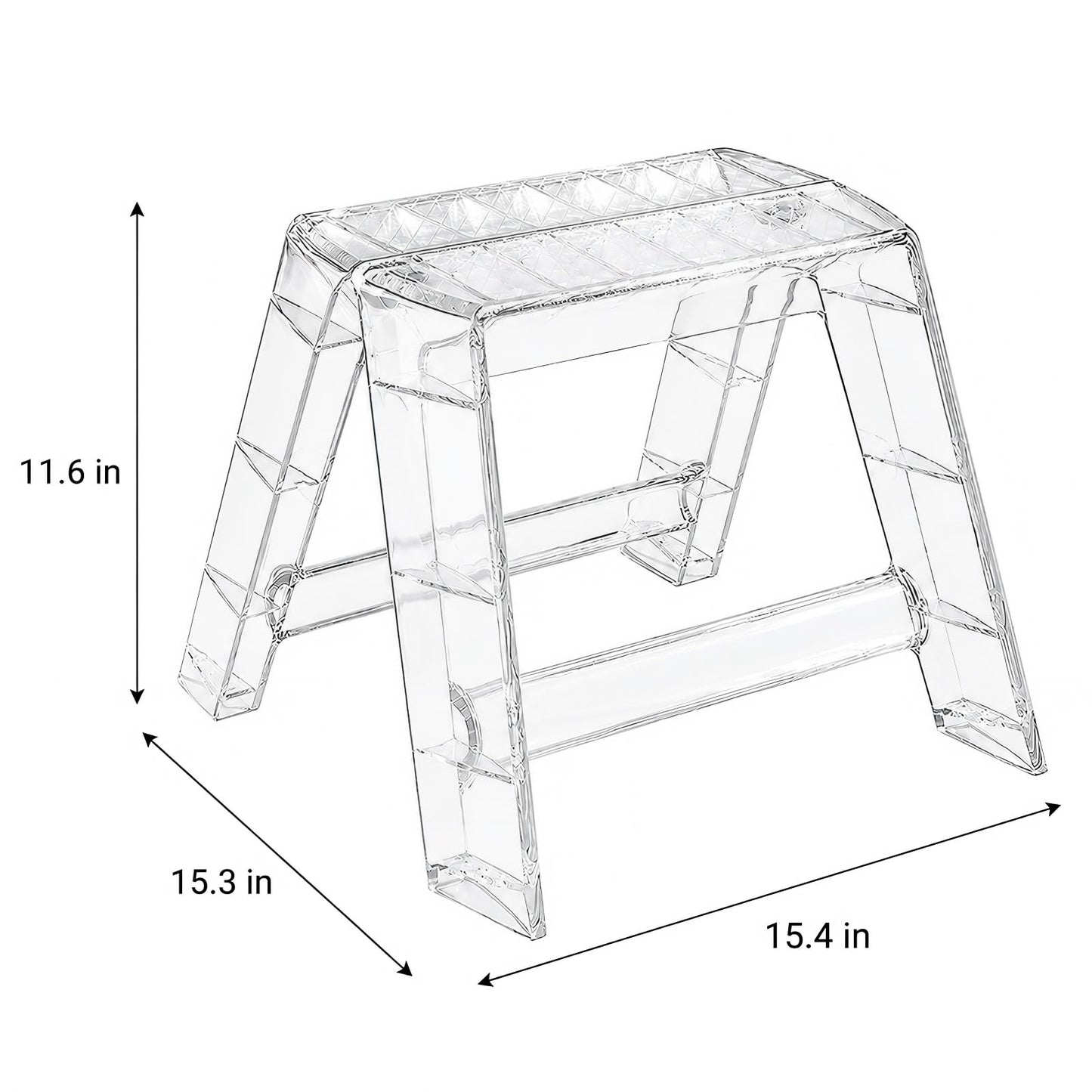 KiroArt Clear Acrylic-Style Folding Stool, Portable Lightweight Folding Seat, Compact Space Saving Stool for Bathroom, Vanity, Bedroom, Closet & Small Spaces(Transparent)