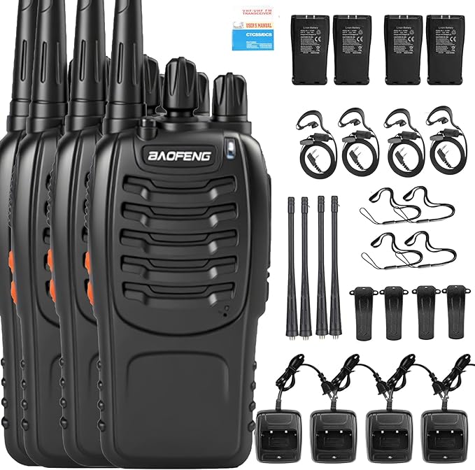 BAOFENG 888S walkie talkies for Adults walkie talkies for Adults 16 Channel Professional Radio Handheld (4PC) (Dark Purple)