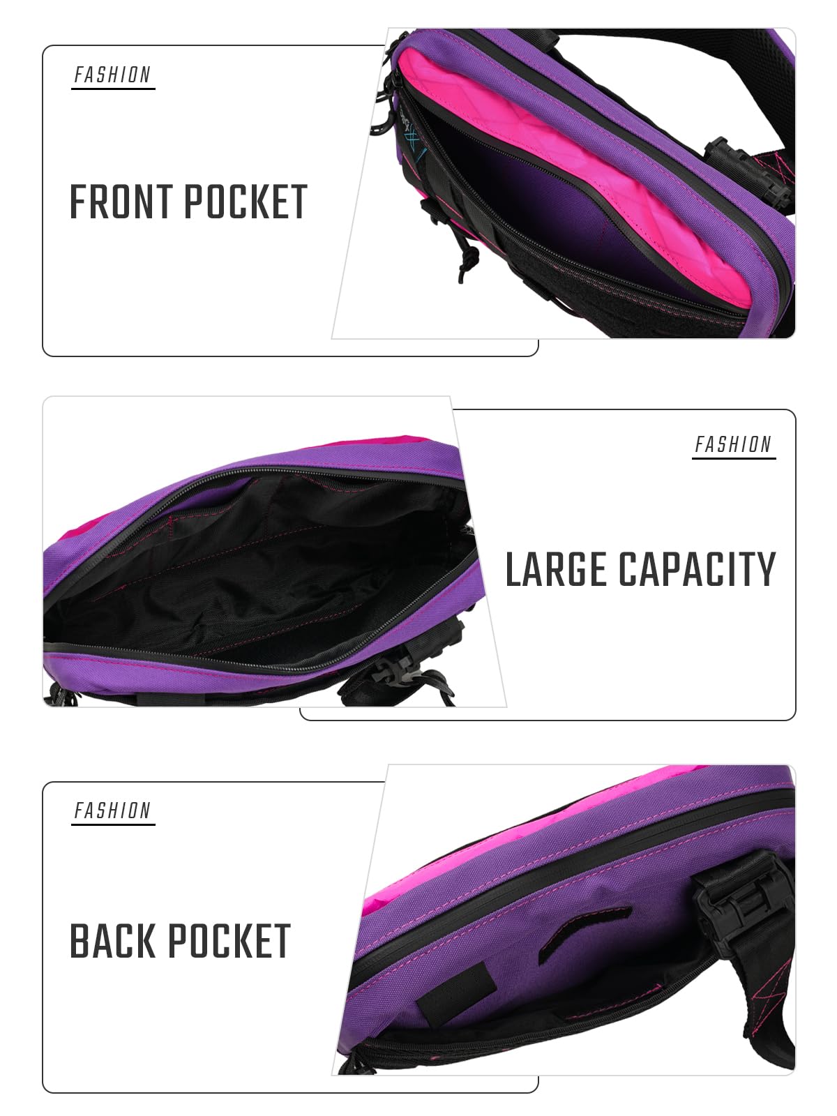 TACTICAL_GEEK Cache L3 Purple Crossbody Shoulder Bag, Men Multipurpose Sling Bag, Chest Backpack Casual Shoulder for Daily Carry