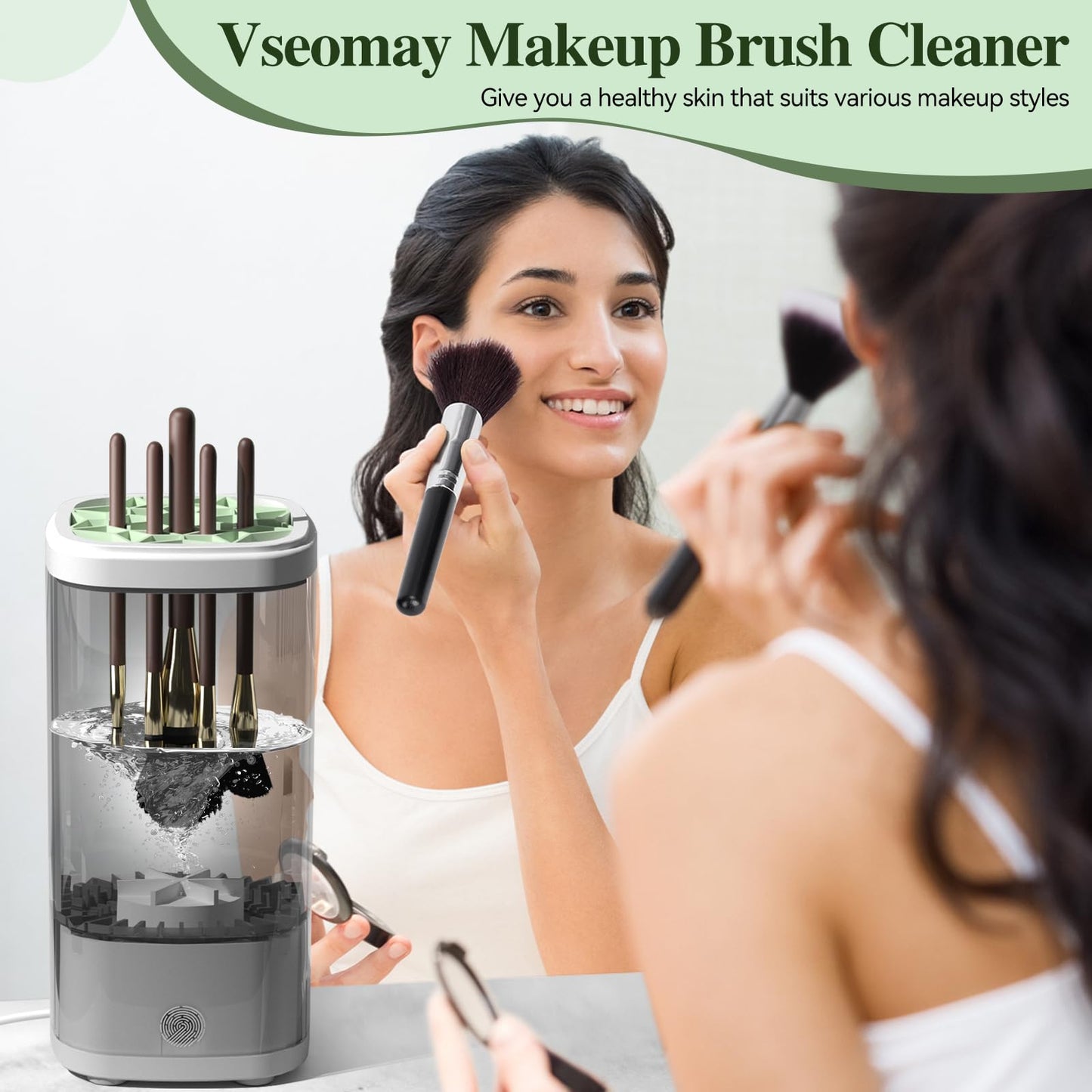 Electric Makeup Brush Cleaner Machine 2026 - Automatic Rotating Brush Washer with Deep Cleaning Technology, Portable Makeup Brush Cleaner for Travel, Home Use, Perfect Gifts for Women (Gray)