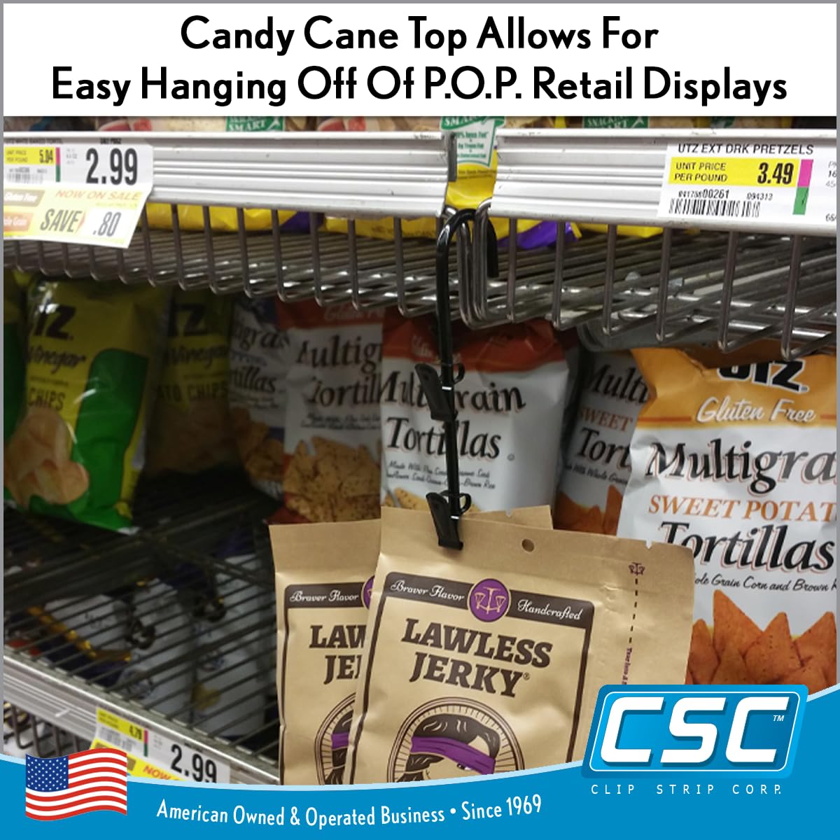 3 Pack Metal Merchandising Clip Strips, 12 Heavy Duty Clips Display Chips, Snacks, Candy, Impulse Items in Retail Stores, Concession Stands, Party, Events, 31" L, Black, by Clip Strip Corp.