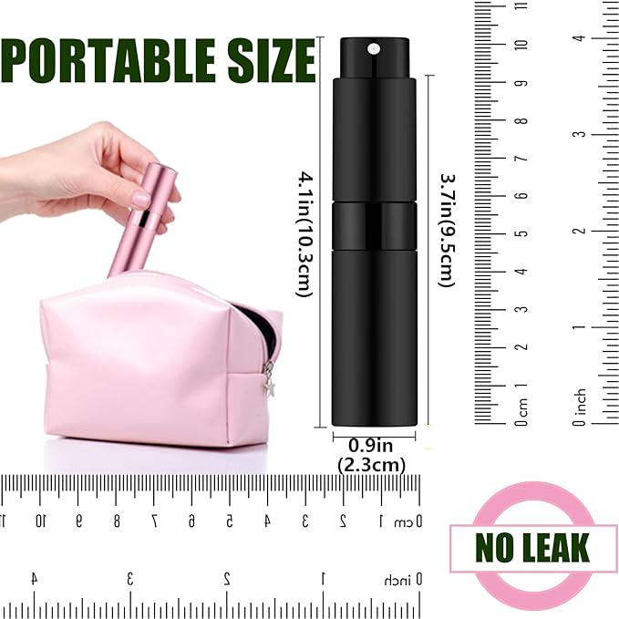 2 PCS/8ml Portable Mini Perfume Atomizer bottles, Empty Refillable Spray Bottle with 3 Types of Refill Tools, Pocket Travel Perfume Sample Bottles(Silver)
