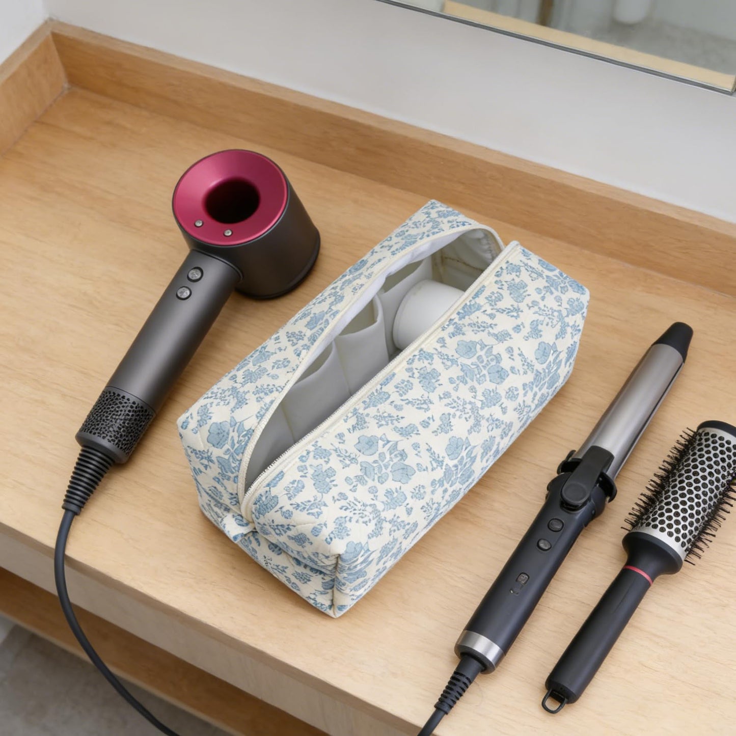 idoltimes Hair Tools Travel Bag, Quilted Hair Tools Organizer Compatible with Dyson Airwrap Styler