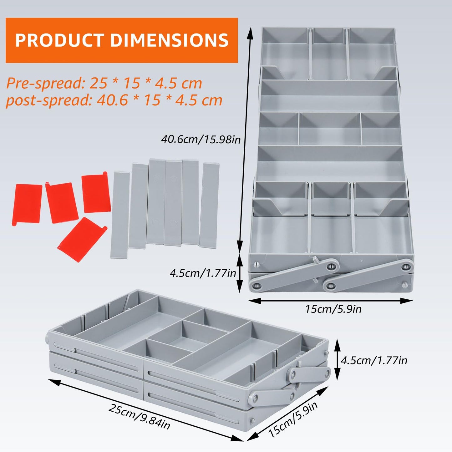ZFLYCANP Multi Level Drawer Organizer,Collapsible Drawer Organizer,2/3 Drawer Organizer Multi Level Drawer Organizer with Adjustable Compartments Versatile Expandable Desk Organizer Trays (A)