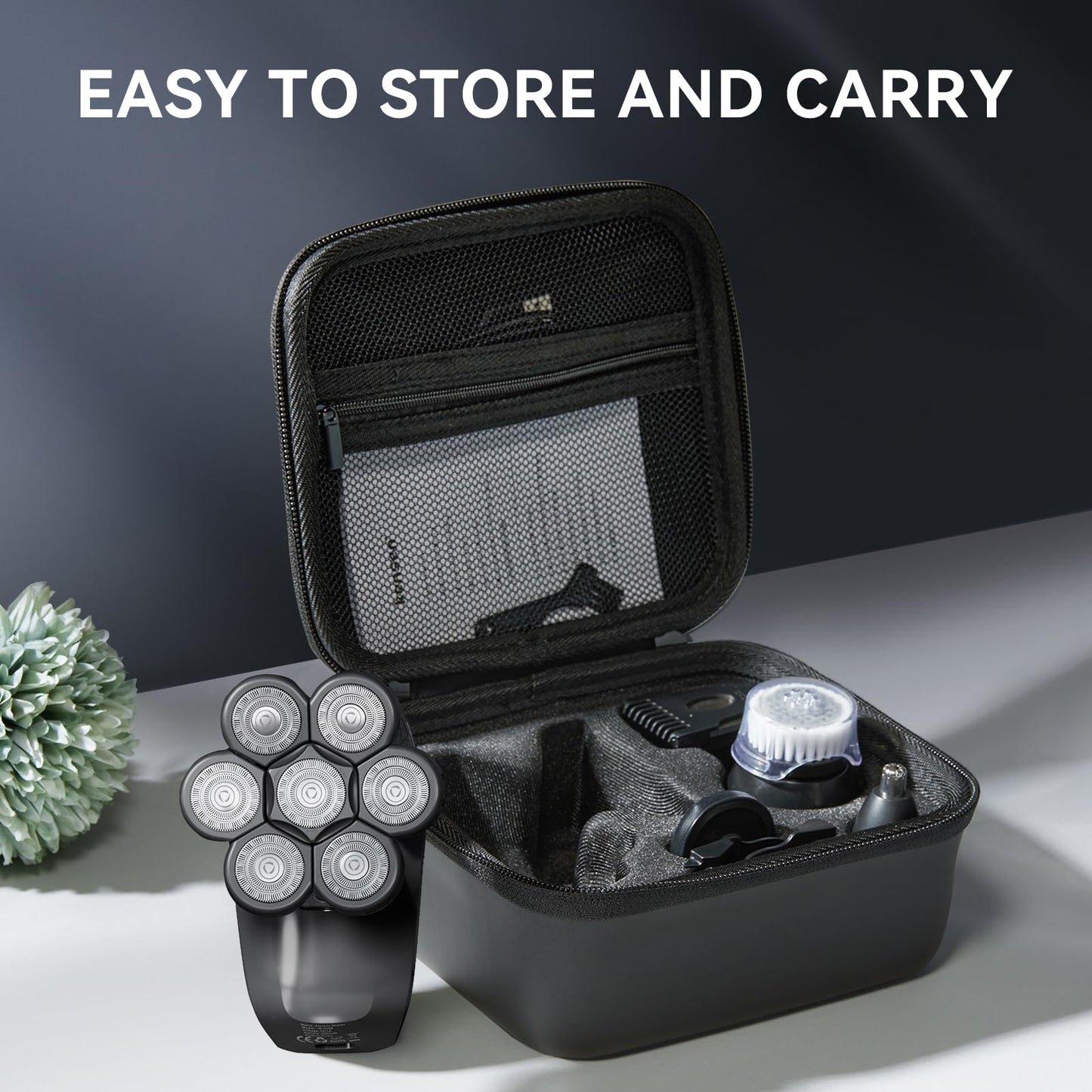 kensen 7D Head Shavers for Bald Men - 5 in 1 Bald Head Shavers for Men with Travel Case, 9200RPM Bald Head Razor with Nose Hair Trimmer Beard Trimmer Cordless IPX6 Waterproof Wet Dry Use LED Display