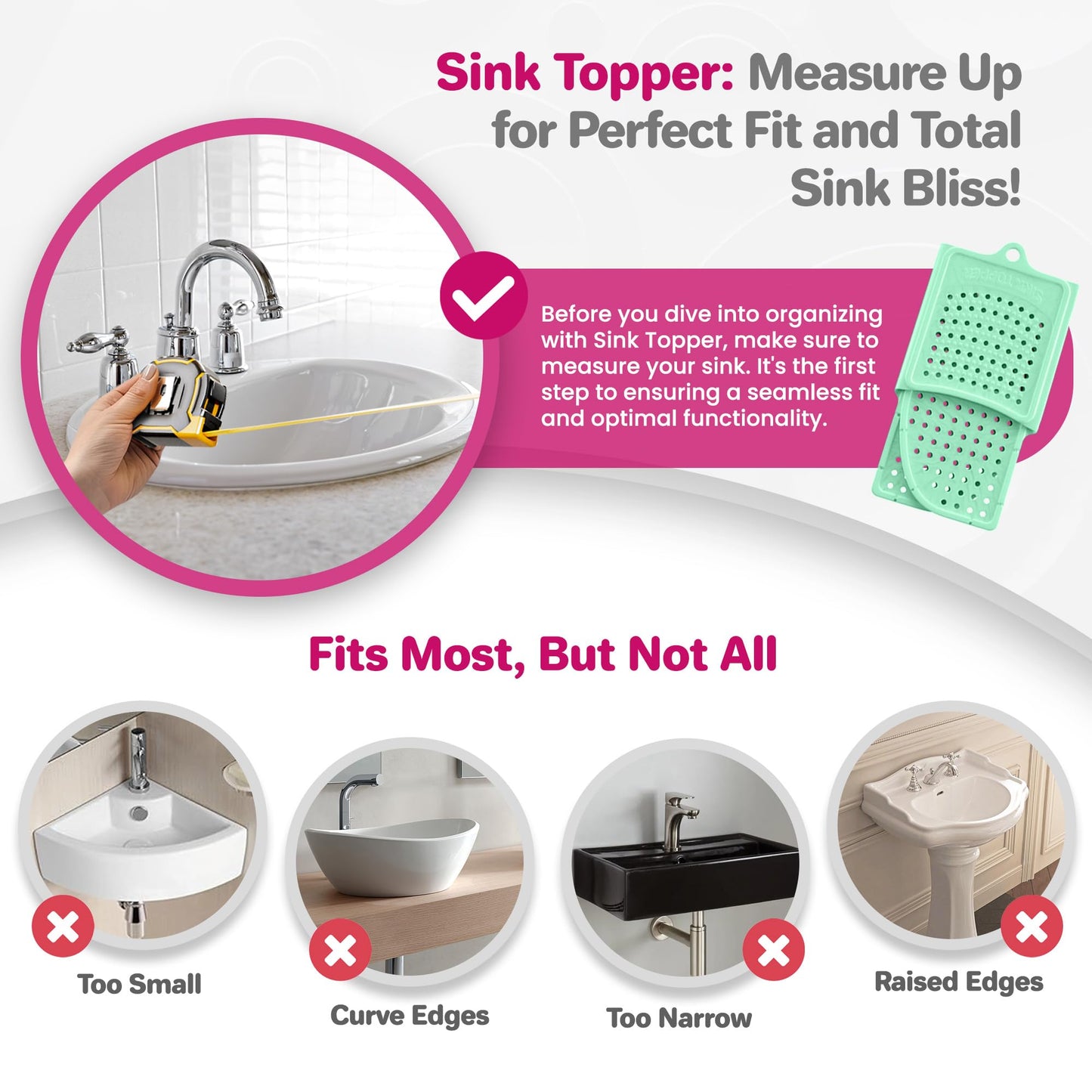 Sink Topper Bathroom Counter Cover & Storage Saver, Foldable Silicone Mat for Hot Tools, Hair Styling & Makeup, Beauty Brush Cleaning Mat, RV Camper Sink Cover & for Small Spaces (Large Green)