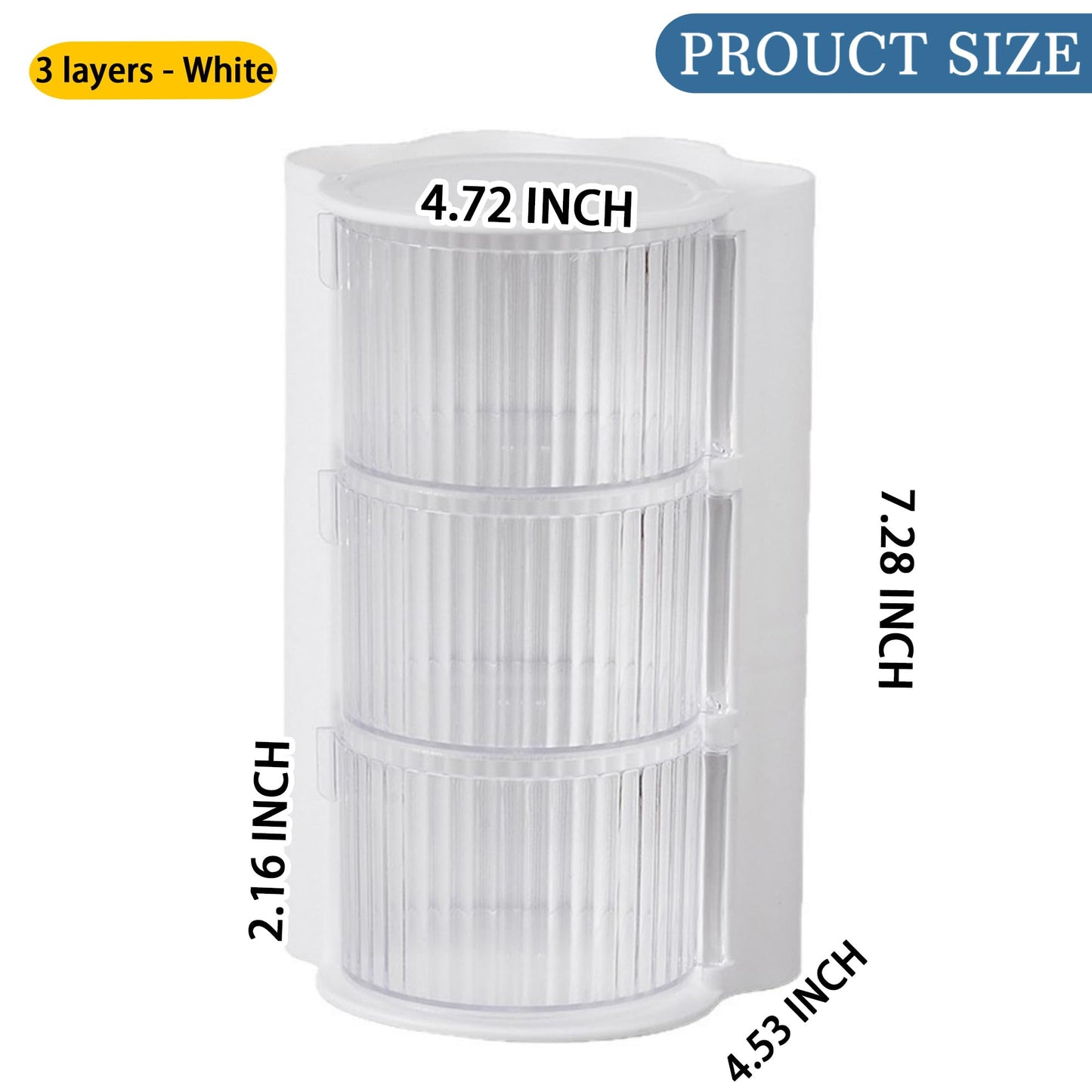 Hair Accessories Organizer with Hair Brush Holder, Rotatable Makeup Brush Holder for Necklaces, Earring, Bracelet, Ring, Makeup Brushes, Hair Clip and Hair Accessories (Stripe White, 3-Layer)