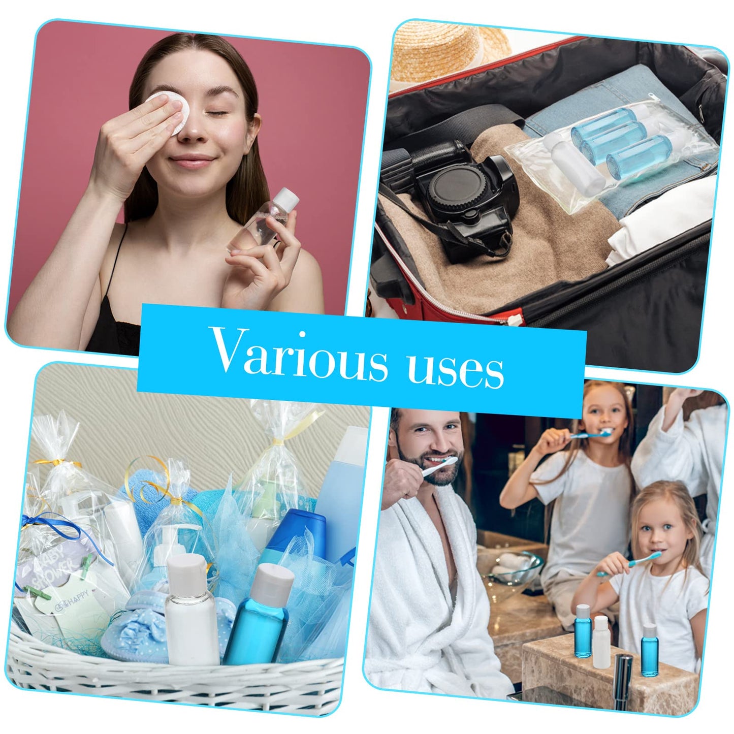 Tessco for you 200 Pack 1.7 oz Travel Bottles for Toiletries, Refillable Clear Plastic Travel Size Containers with Flip Cap, Leakproof Empty Bottles for Shampoo, Lotion, Conditioner, Soap, Liquids