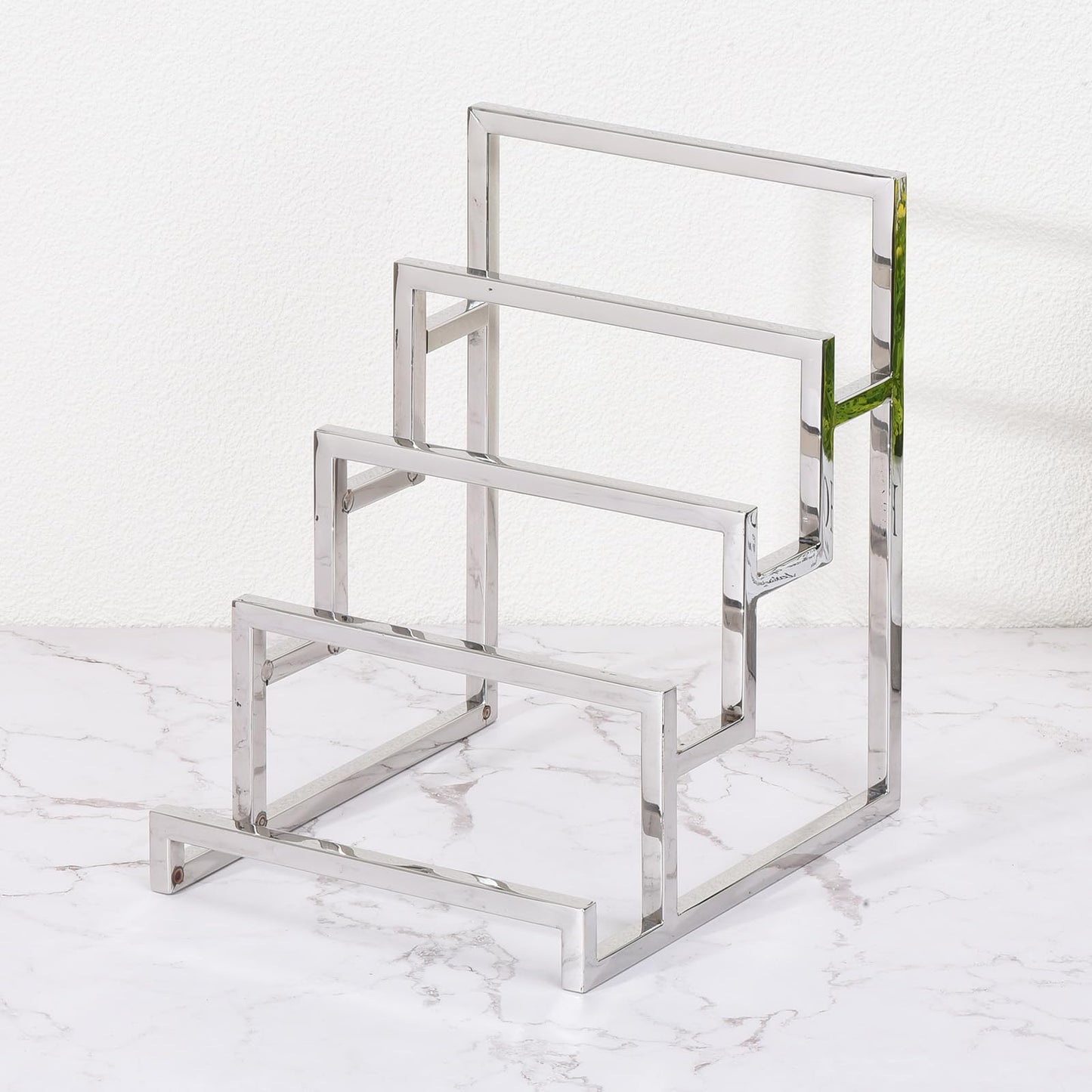 uxcell Clutch Purse Display Stand 4 Layer Wallet Display Rack Metal Clutch Holder Riser for Home Retail Store Supplies - Silver