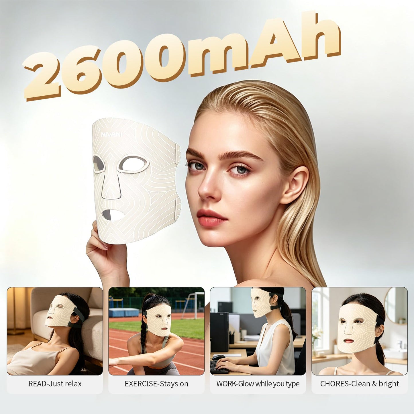 Red Light Therapy Mask for Face, 8 Modes Red Light Mask with 850nm NIR