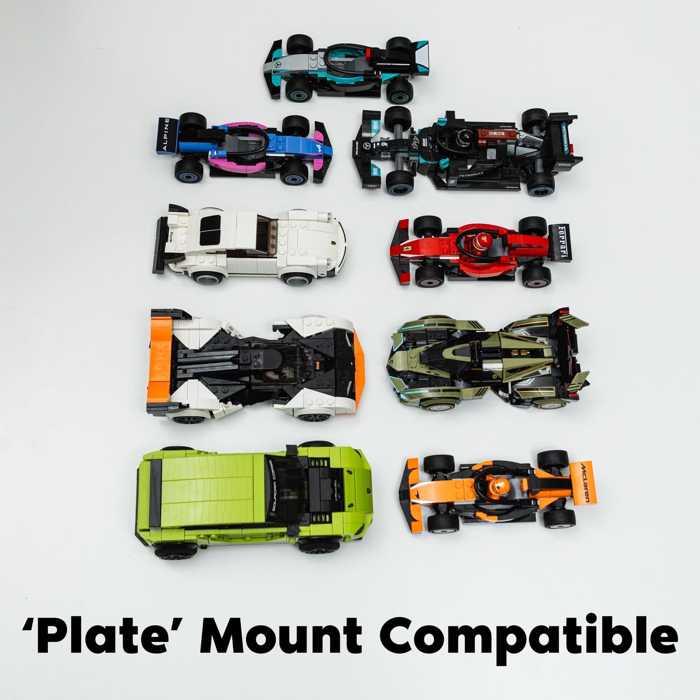 Brickify Shelf Display Riser Compatible With LEGO Speed Champions - Cars NOT Included - Display Your Collection - Space Saving Display Solution (Starter Pack)