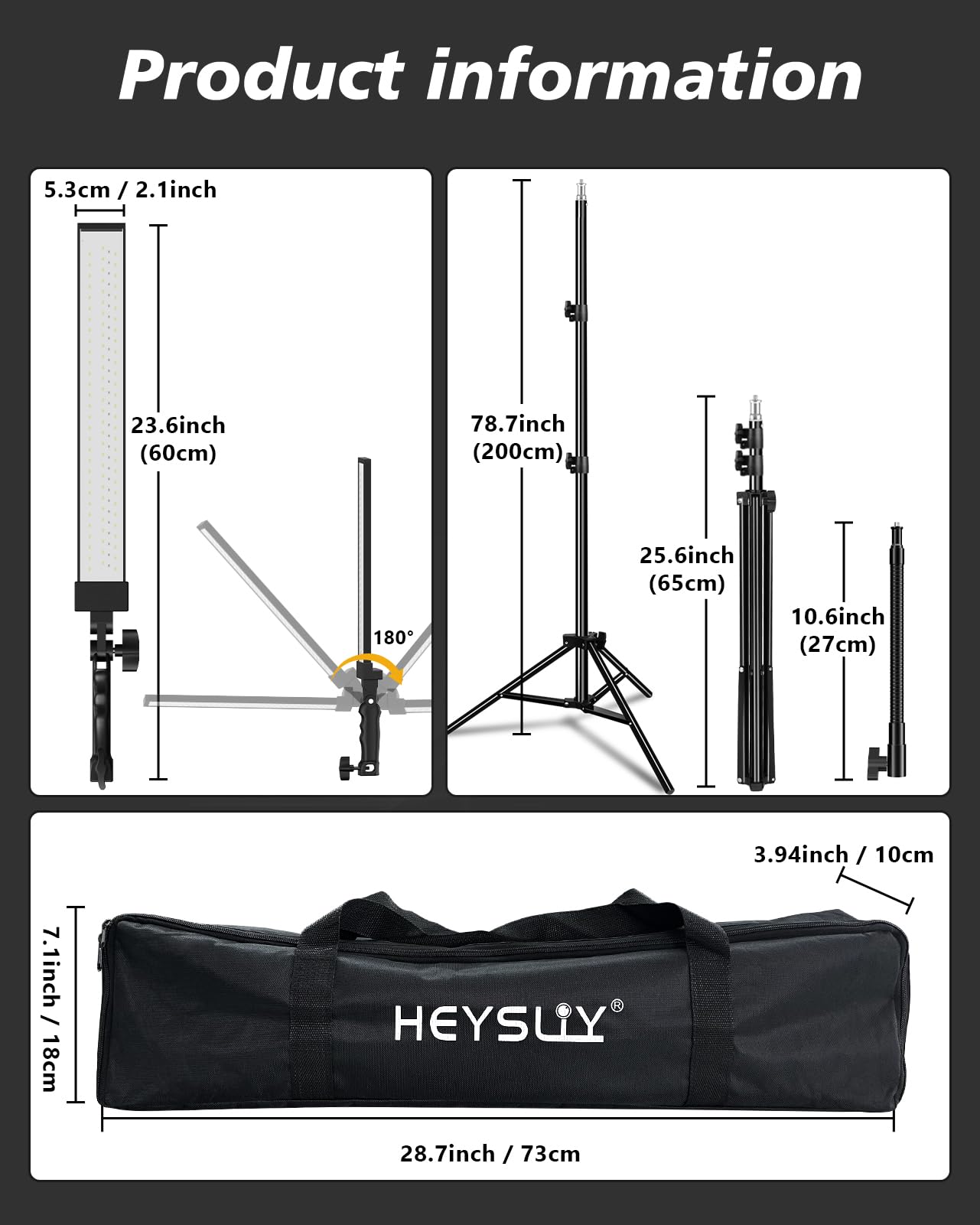 Photography Lighting Kit with Stand & Flexible Soft Tube - 180° Adjustable LED Studio Fill Light, 2M Tripod Stand, 5500K Daylight for Barber, Tattoo, Makeup & Content Creator Photo Video Lighting