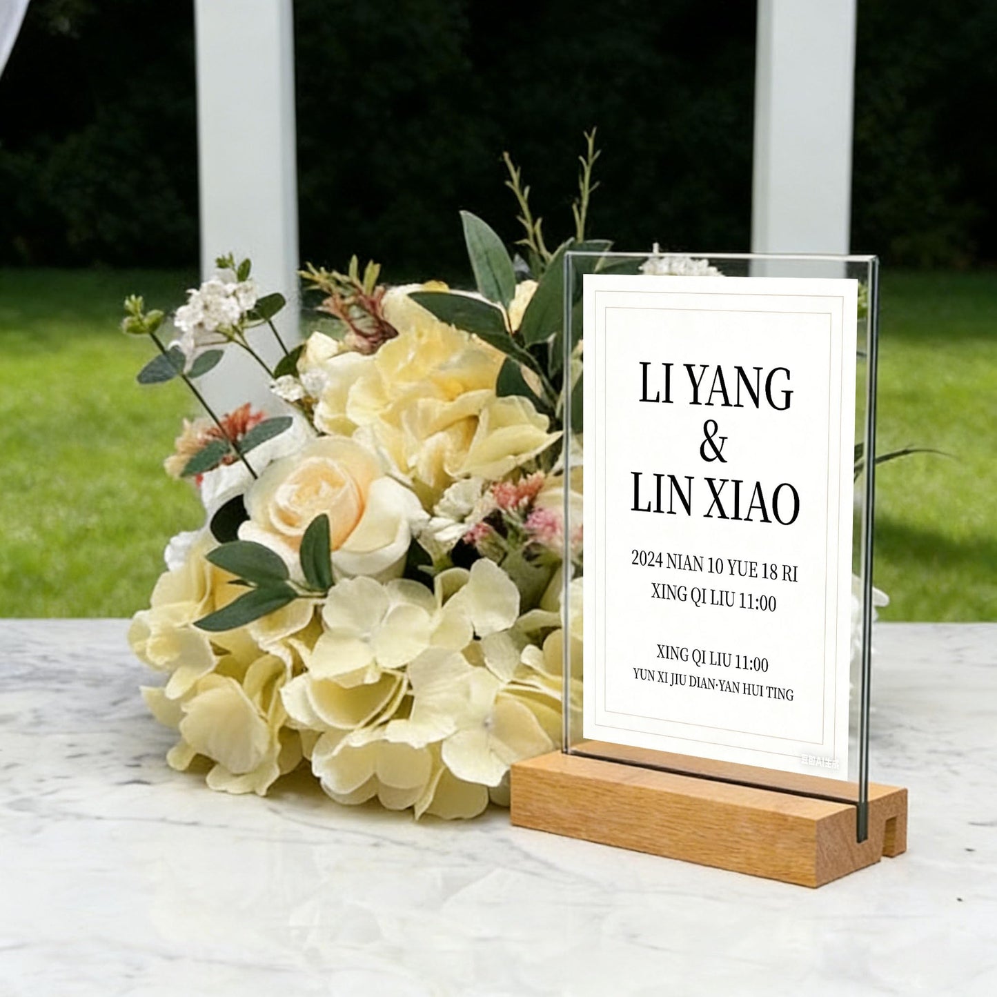 JDEA Acrylic Sign Holder with Wood Base 8.5x11 Inch Vertical and Slant Displays (2 Pack 8.5*11")
