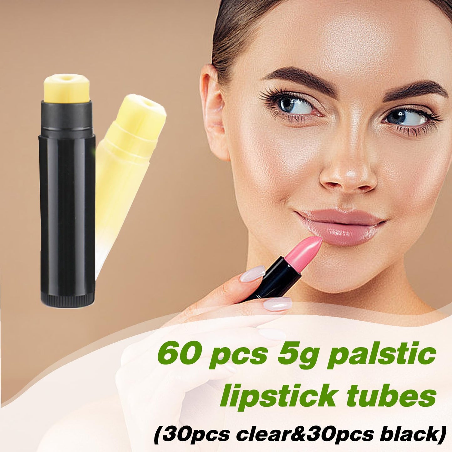 Lip Balm Tubes with Filling Tray and Spatula, 60 Empty Lip Balms Containers with Caps (Clear+Black), 60 Writeable and 60 Printed Stickers, BPA Free, Make Natural Lip Balm Kit for DIY