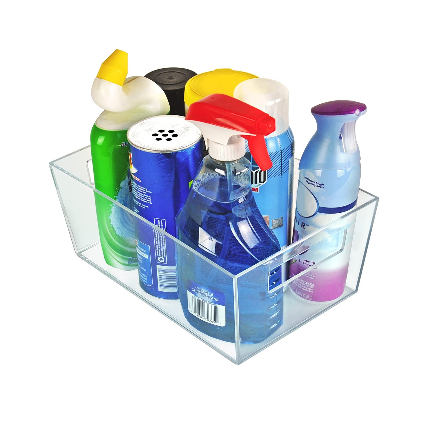 Azar Displays 556237 Large Clear Plastic Organizer Storage Tote Bin with Handle, Pantry Storage, Kitchen and Fridge Organizer, Cabinet and Drawer Container 11.25""W x 7.5""D x 5""H", 4-Pack
