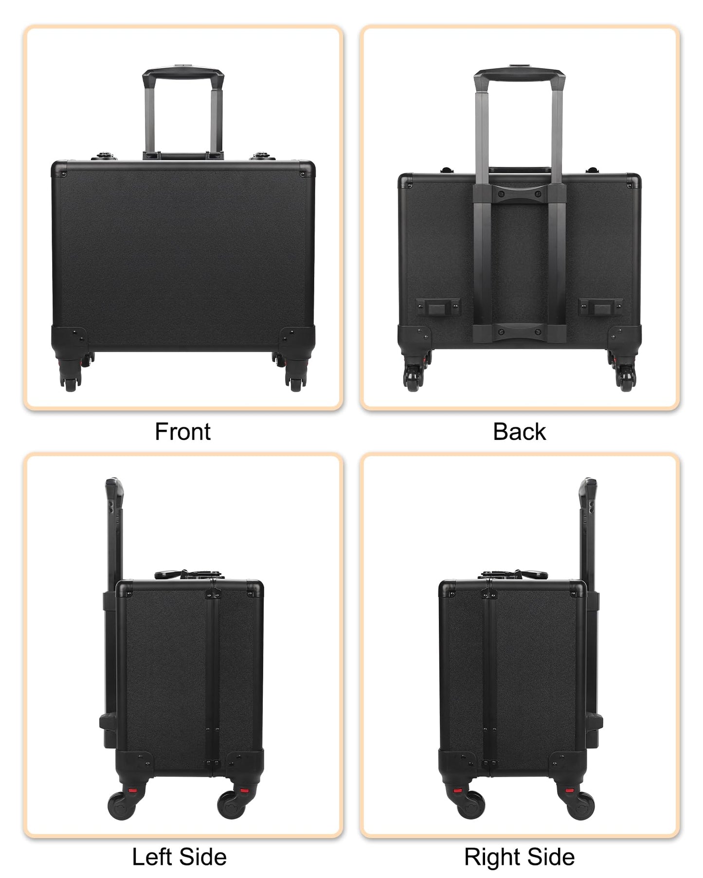Relavel Rolling Makeup Case Cosmetology Case on Wheels Professional Extra Large Travel Train Case for Makeup Artists, Trolley Suitcase for Cosmetic Nair Art Salon Storage Organizer with 6 Clear Bags