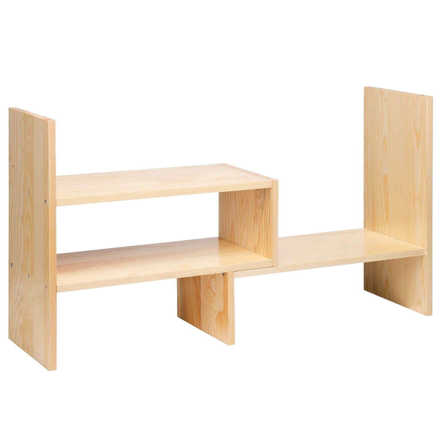 VERGOODR Desktop Organizer Office Storage Rack Adjustable Natural Wood Display Book Shelf Stand Rack Wood Caddy Desk Organizer Set Office Storage Expandable Tabletop