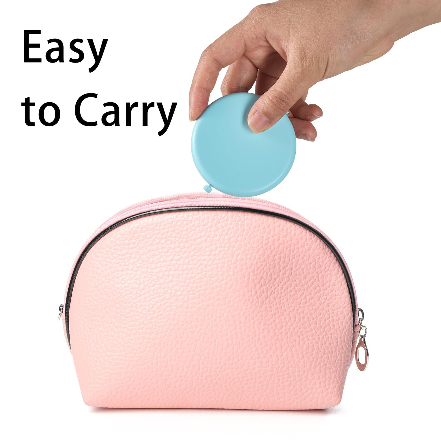 QUSTGO Compact Mirror, Pocket Travel Makeup Mirror for Purse, Metal Round Shell, 2-Sided 1X/2X Magnifying, Portable, Folding, Handheld, Aquamarine,18 Pack
