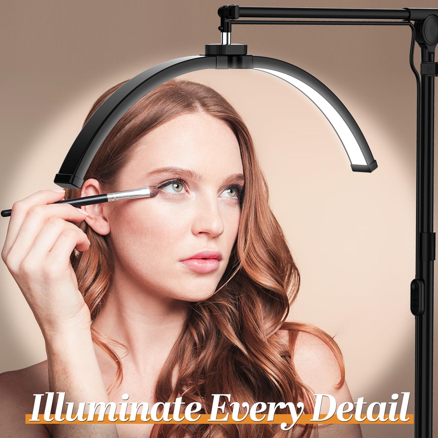 LateRep Half Moon Light, 3-Color Lash Light for Eyelash Tech, Foldable Dimmable Floor Lamp, 308 Led Beads Shadowless Half Moon Lamp with 360° Rotation for Beauty, Tattoo, Reading