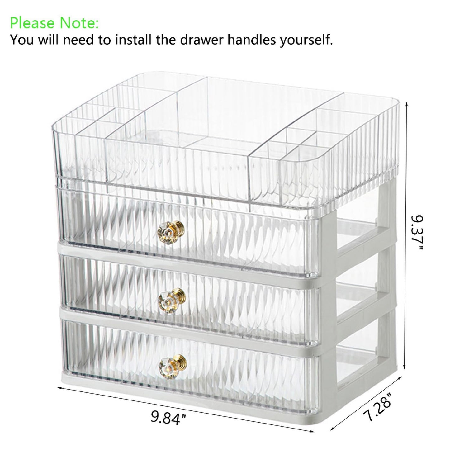 MIUOPUR Makeup Organizer with 3 Drawers, Clear Bathroom Counter Organizer, Skincare Organizer for Vanity Countertop, Cosmetic Display Case, Ideal Choice for Storing Lipsticks, Nail Polishes, Perfumes