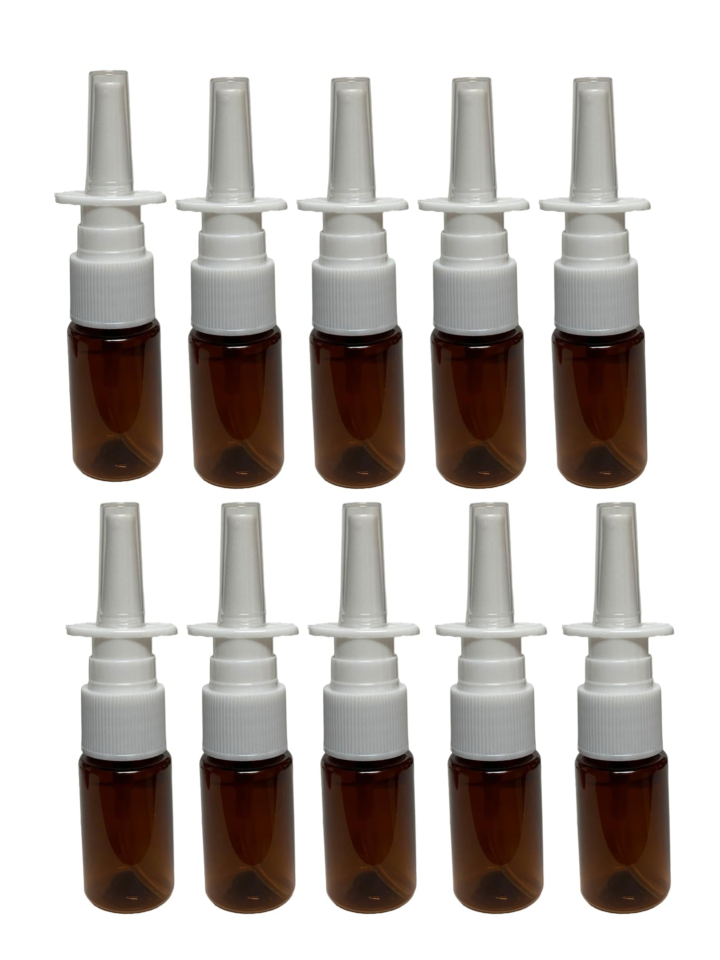 Empty Nasal Spray Bottle Amber Plastic Fine Mist Sprayers Refillable Container for Essential Oils Aromatherapy Perfume 10ml 10pcs