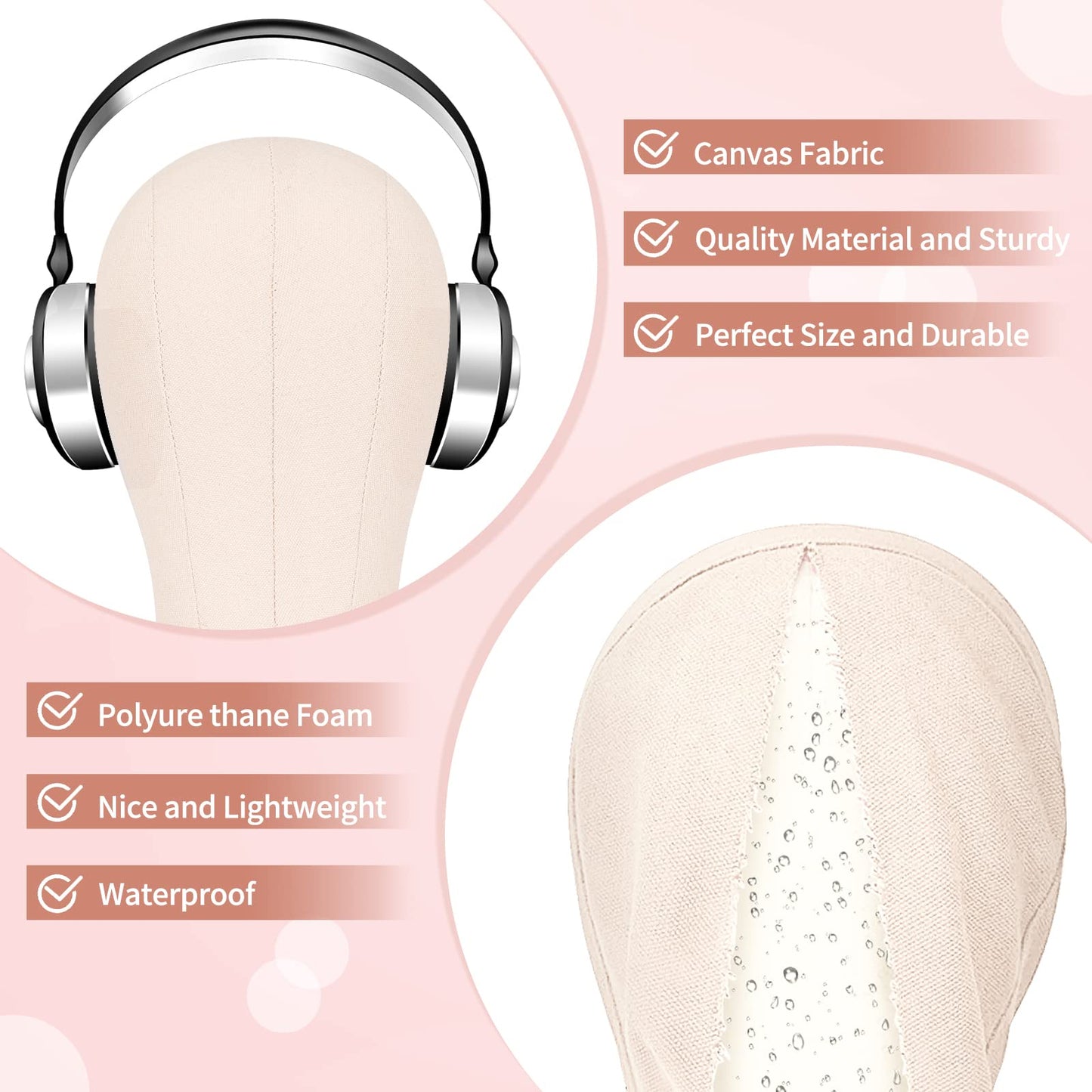 Beauty Star 63inch Tall Wig Stand Tripod with 22inch Mannequin Head, Canvas Block Wig Head Included Adjustable Holder and Wig Caps Kit for Multiple wigs, Perfect for Making Wigs, Display Styling