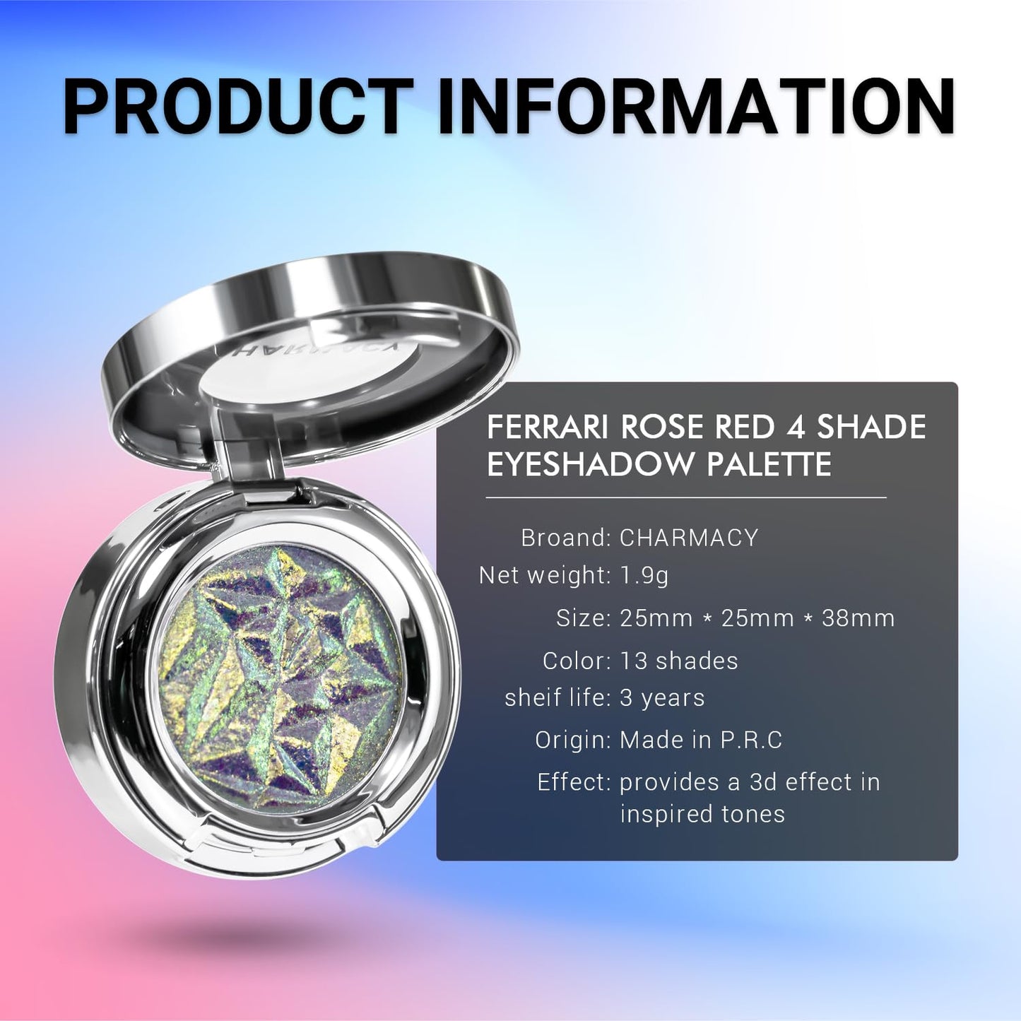 CHARMACY Duochrome Eyeshadow, Insane Shifters Chameleon Eyeshadow, Creates High-Impact, Metallic Eye Looks, 100% Vegan and Cruelty Free (Chameleon-#804, 0.06 Ounce (Pack of 1))