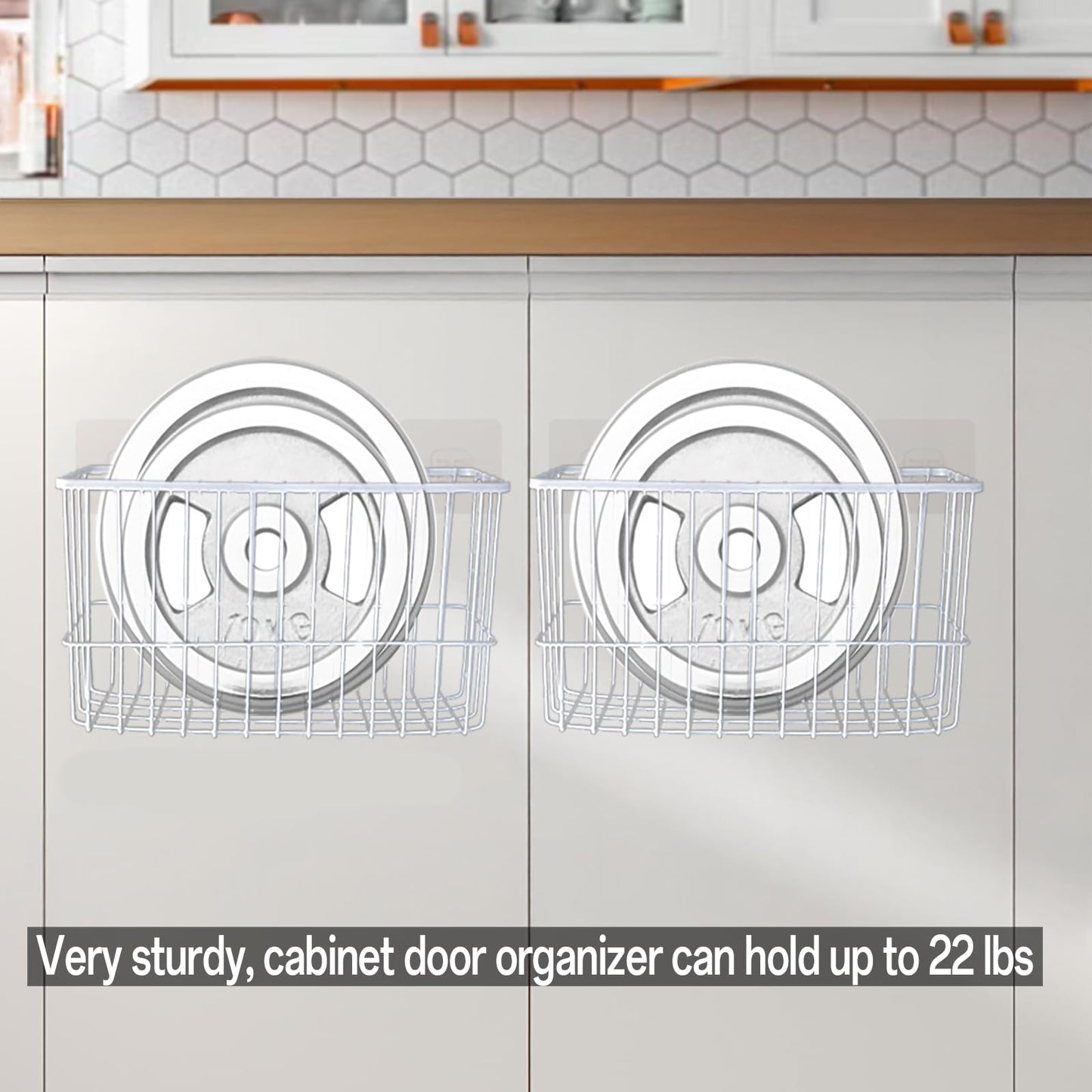 ZHOHO TANT 2 Piece Kitchen Cabinet Door Storage Box, Lid Organizers Inside Cabinet, Self Adhesive Wall Mounted Storage Box for Kitchen/Wardrobe/Bathroom, White