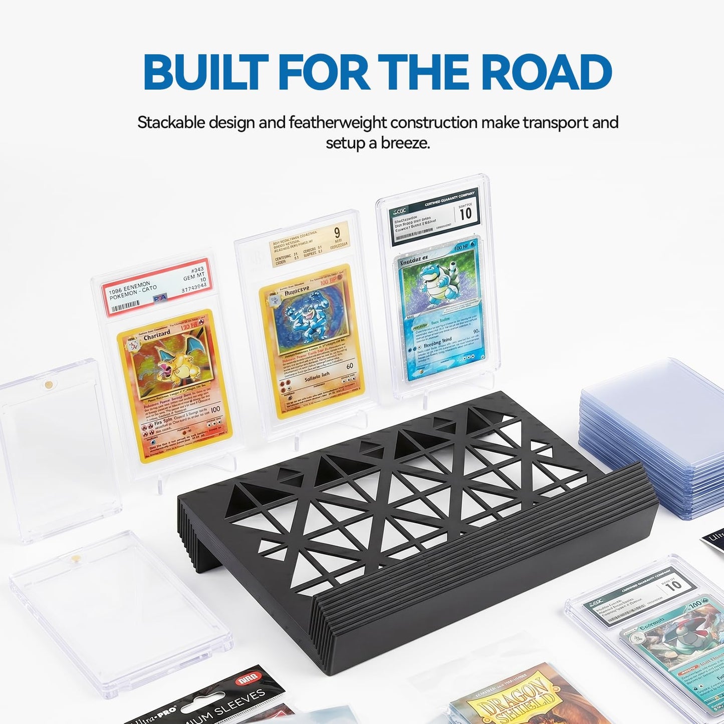 MARINOVA 24 Modular Display Case Card Riser Stands: Perfect for Zion Case-Cardshow Vendor Showcase Stands for Graded Trading Cards and Singles