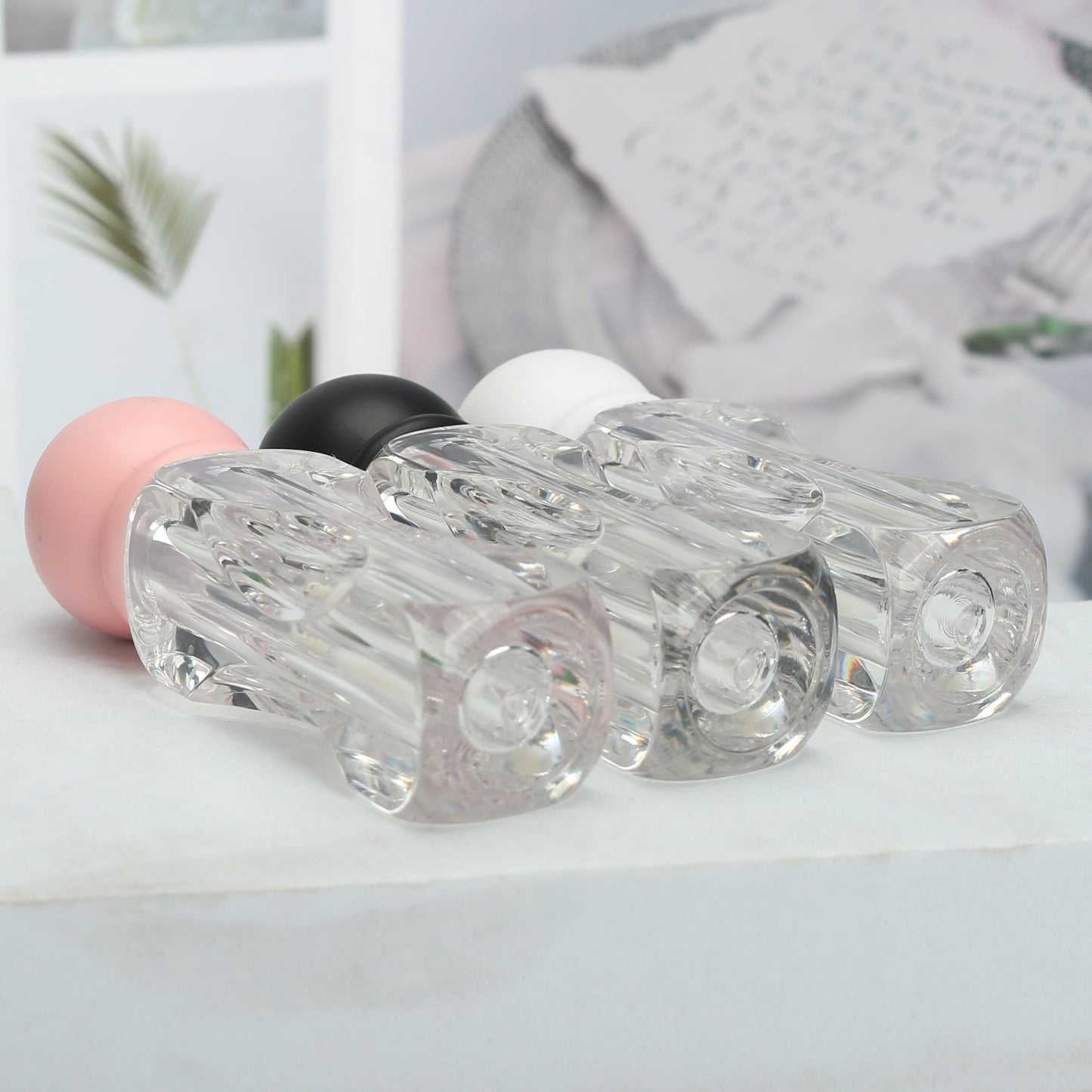 COSIDEA 18pcs Empty 4.5ml Black lip gloss tubes with wand ball shape cap wholesale lipgloss tube container bottles for refill lip oil