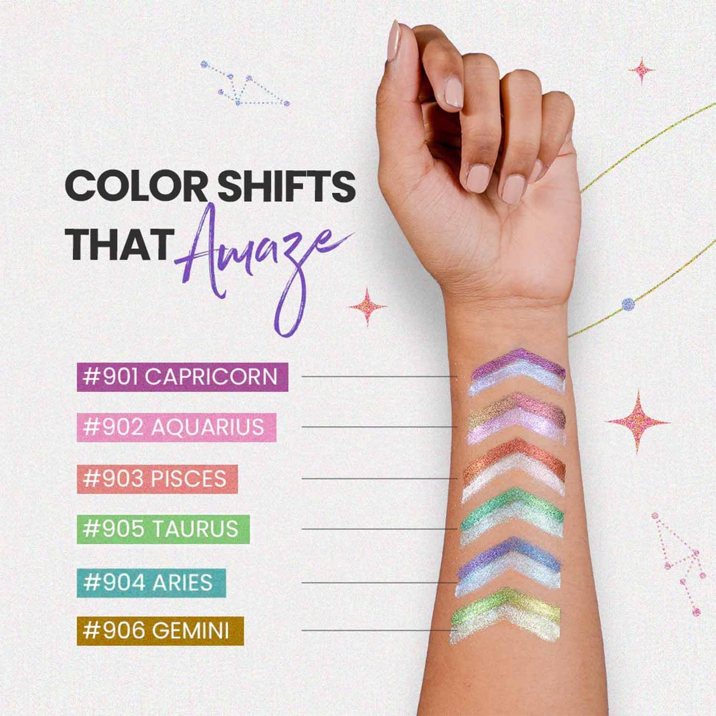 CHARMACY Multichrome 2 in 1 Cream Eyeshadow Stick, Waterproof Eye Brightener Highlighter Stick Makeup, High Pigmented, Smudge-Proof, Vegan & Cruelty-Free (SET2-902/904/906)