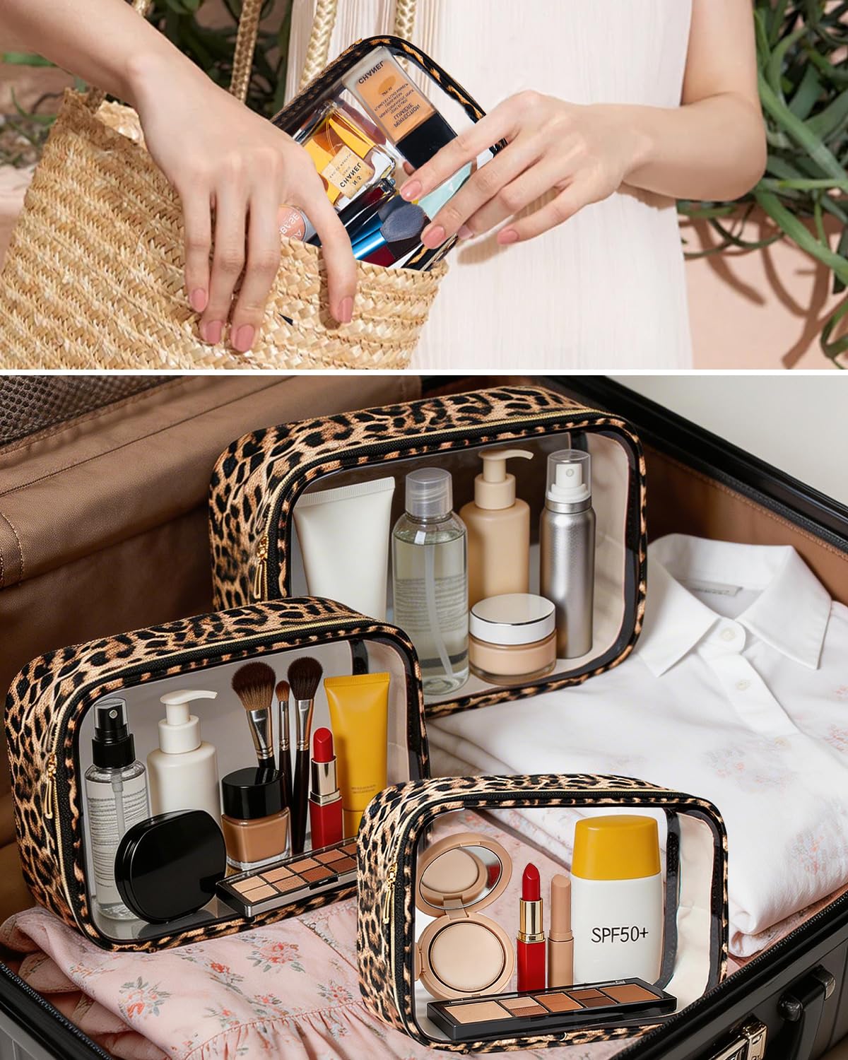 FFpaw TSA Approved 5 Piece Diaper Bag Organizer Pouch Set, Waterproof Clear Toiletry Bag Travel Packing Organizer Bags Clear Makeup Pouch Cosmetic Case with Zipper Car Essentials Bag