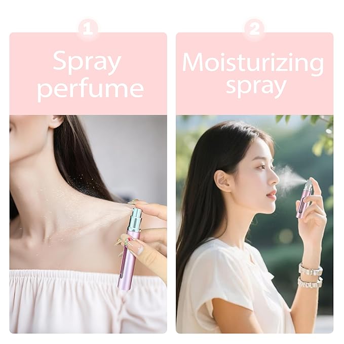 2 Pack Refillable Mini Perfume Atomizer Bottle,Portable Separate Bottles,Travel and Outings Spray Boxes Dispensers 5ml/0.2oz (Pink)