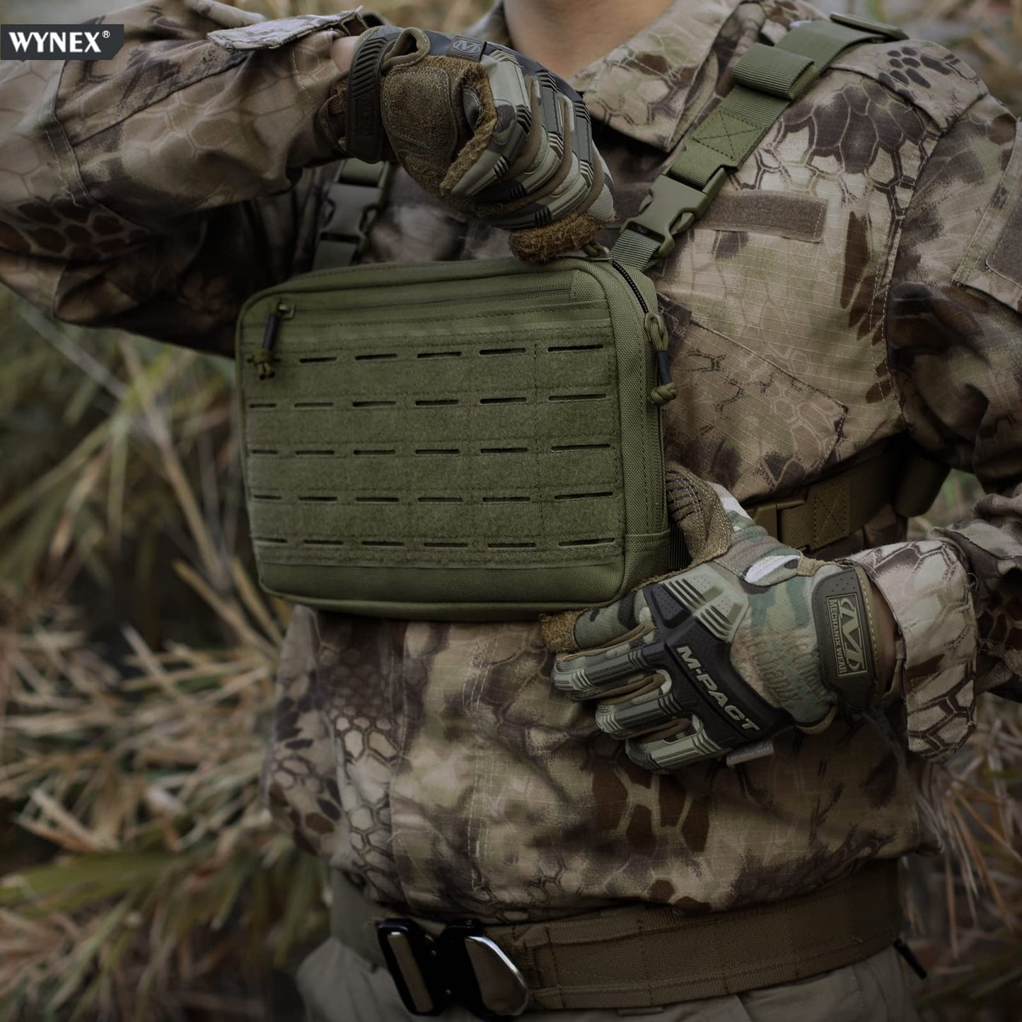 WYNEX Tactical Chest Bag for Men, Molle Chest Rig Pack with Laser Cut Design, Outdoor Chest Pack for Hunting Hiking Running