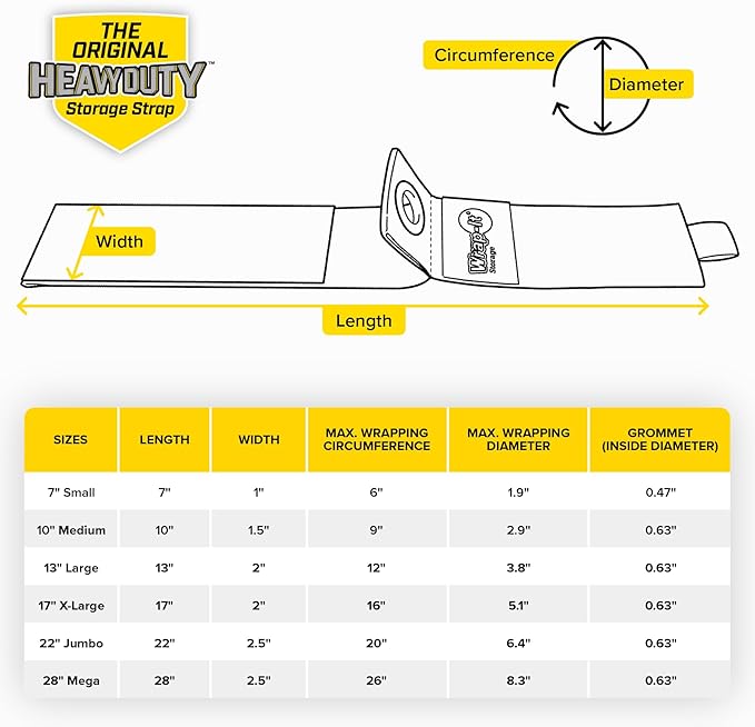 Heavy-Duty Wrap-It Storage Straps, 17-inch (6 Pack) - Extension Cord Organizer, Storage, Cord Straps, Cable Straps for Hoses, Rope, RV, Workshop, Boat, Tools, and Garage Wall Storage and Organization