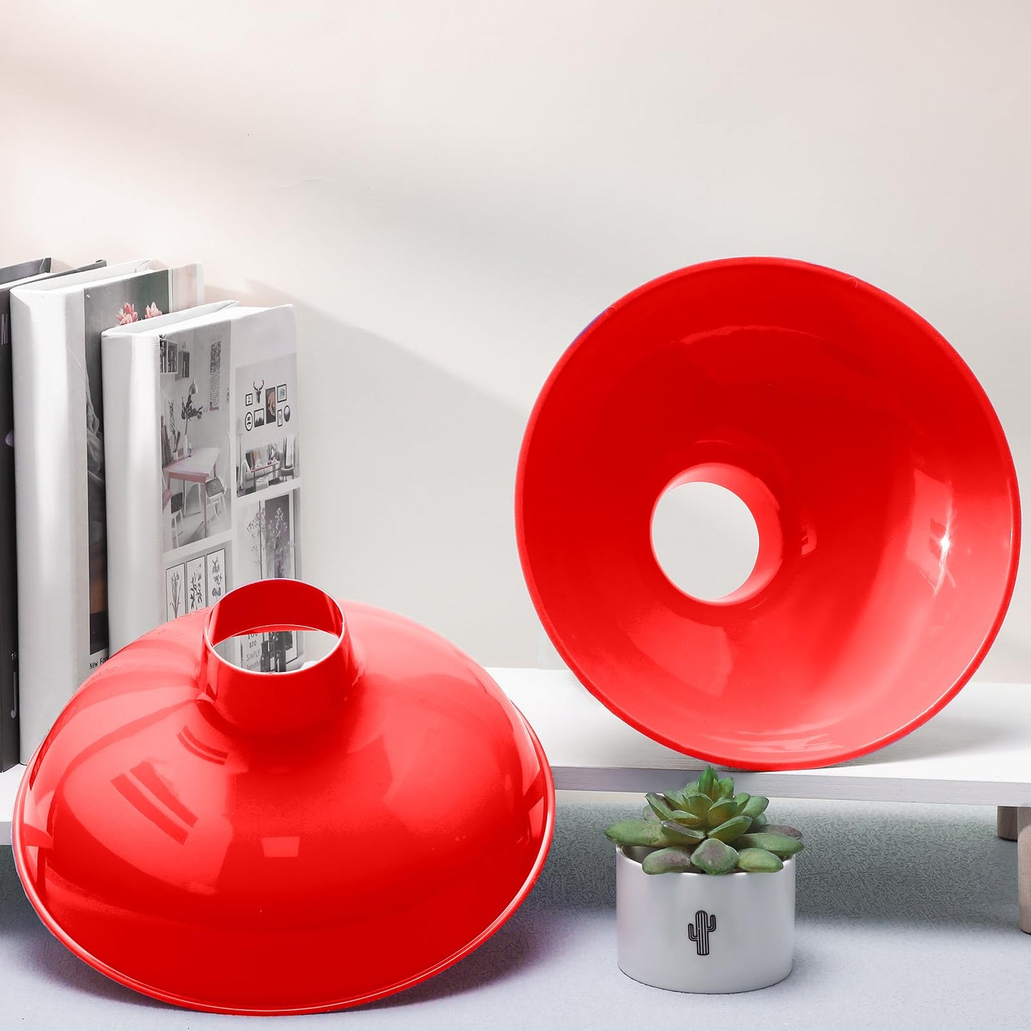 Vesici Extra Large Wide Mouth Funnel 2.5" x 10" Multi Purpose Filling Funnel Plastic Reusable for Water Softener Resin Tanks Carbon Media Jar Filling Use(Red,2 Pack)